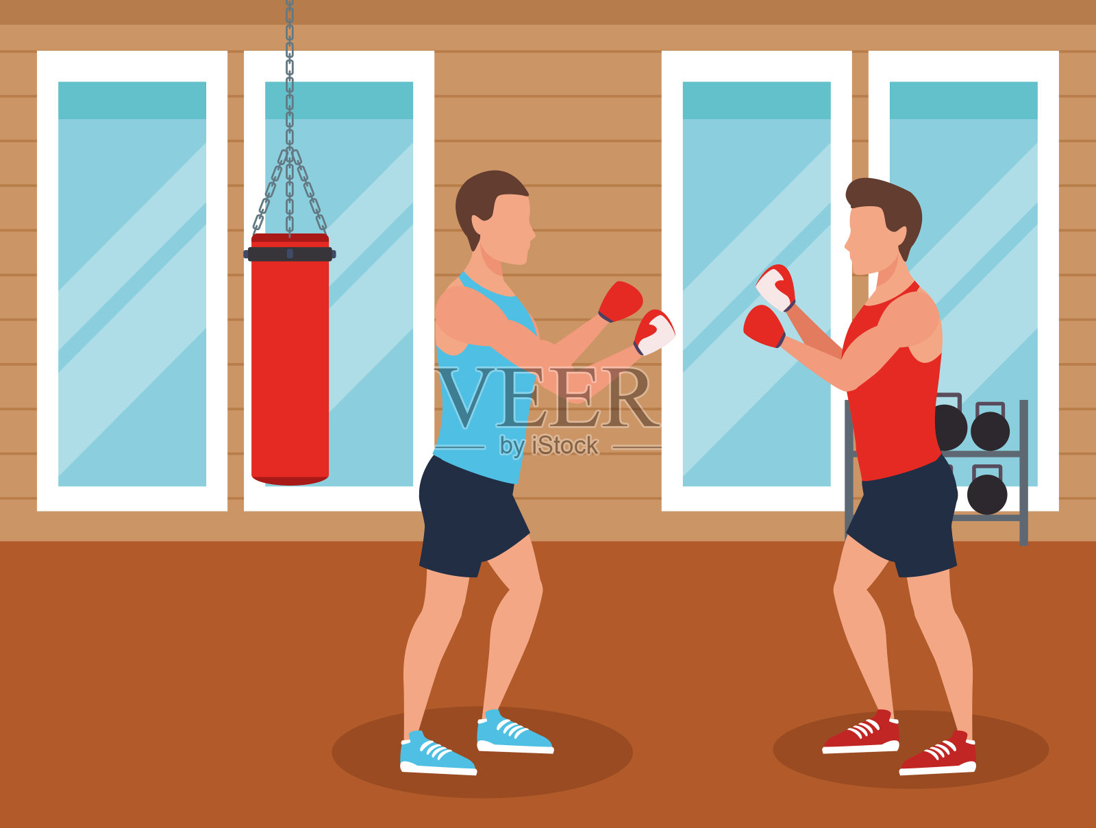 健身人群和健身房插画图片素材