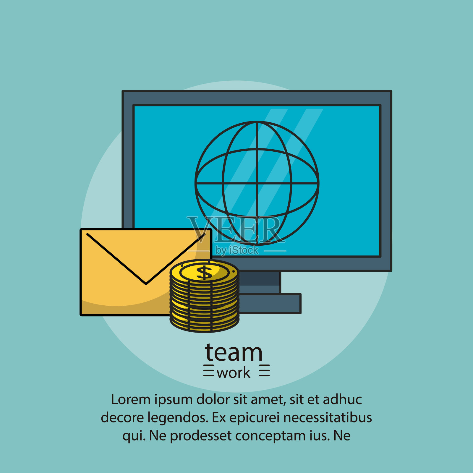 附有资料的团队工作海报插画图片素材