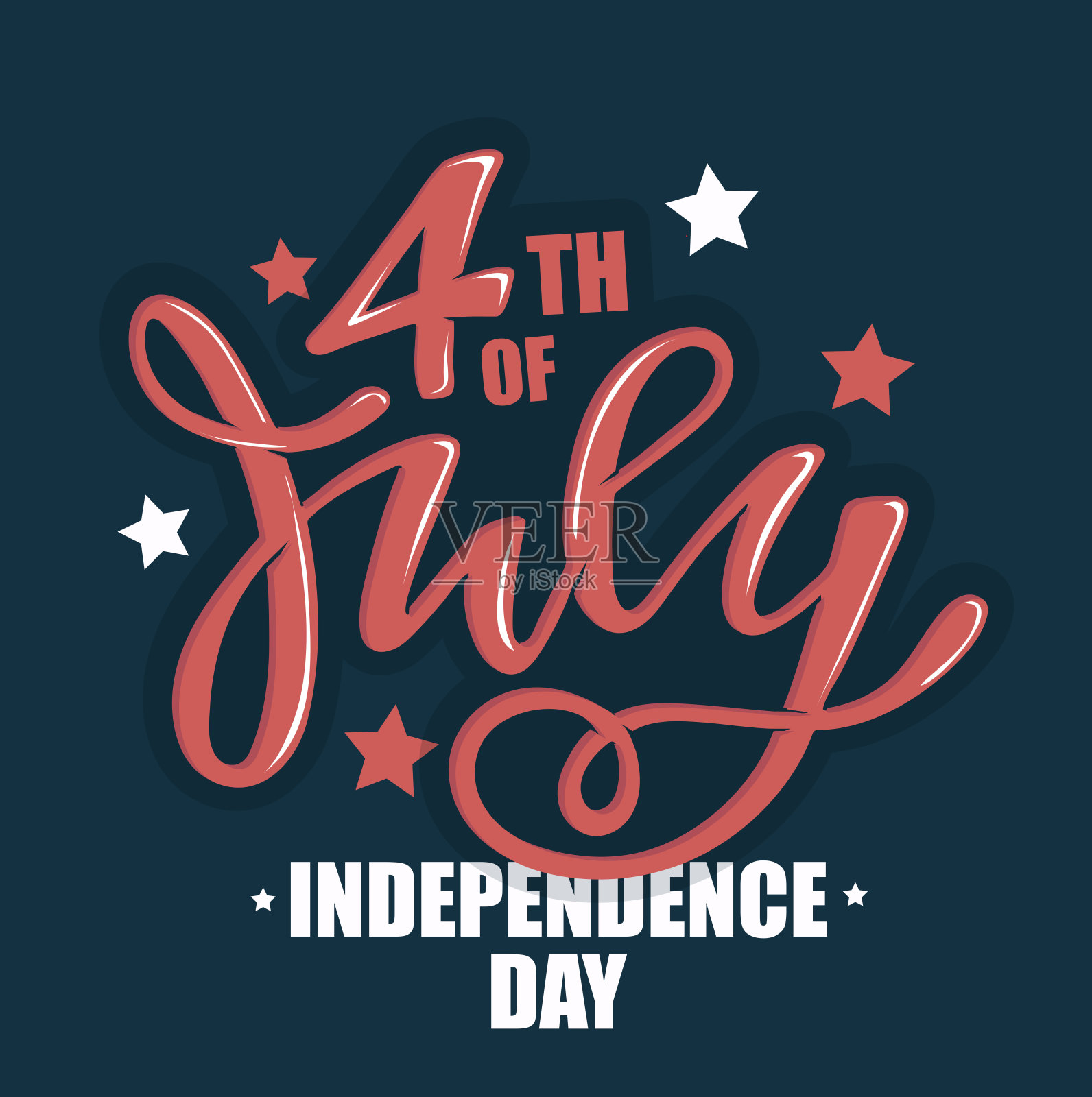 7月4日。独立日矢量字母排版明信片，卡片，横幅。庆祝书法。美军武装部队排版概念。国家海报设计插画图片素材