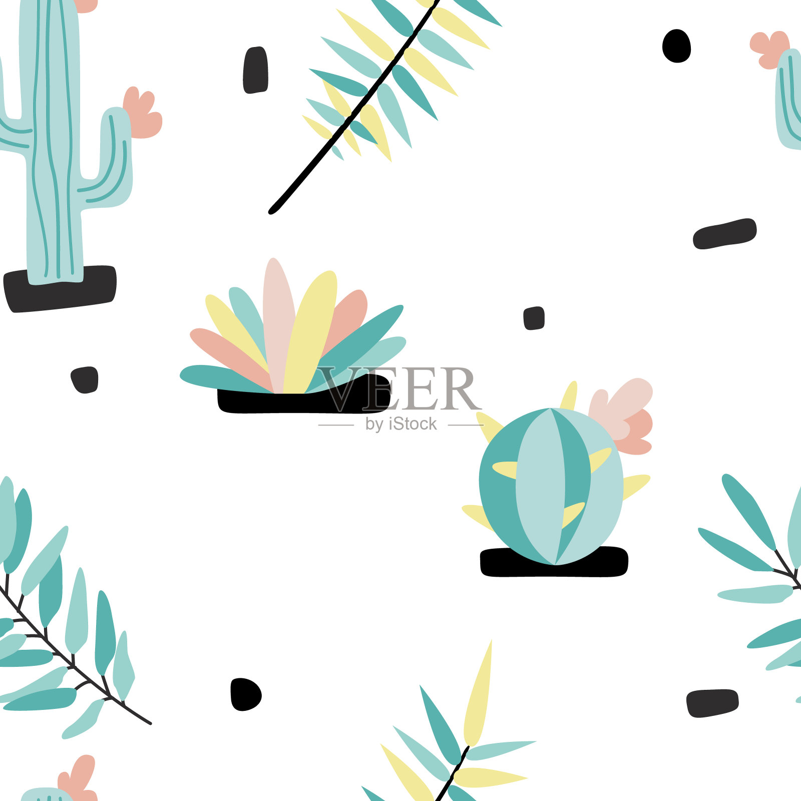 无缝模式与野生植物。插画图片素材