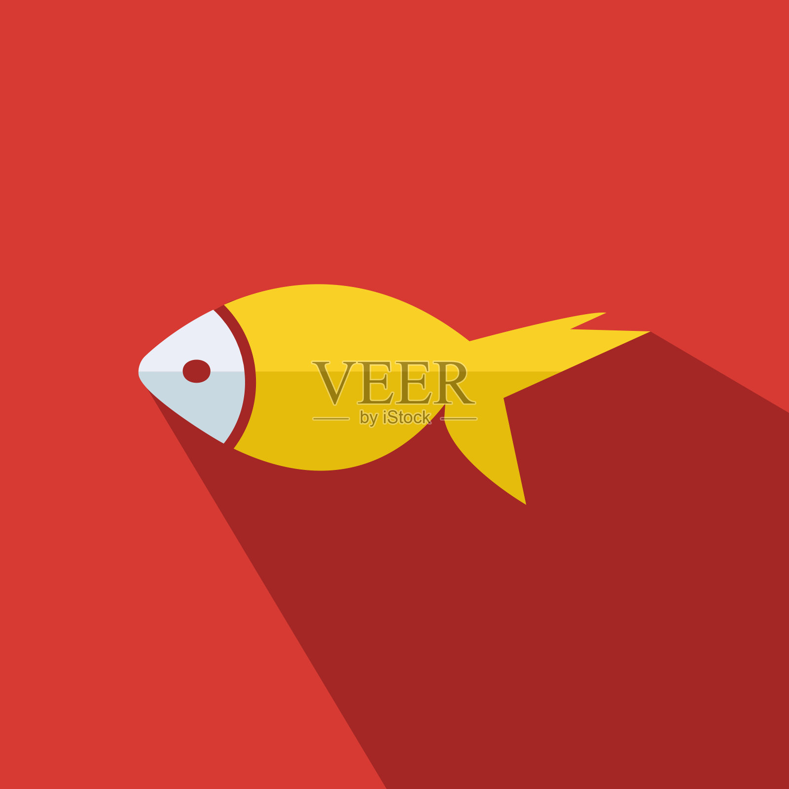 鱼标志图标-平面矢量插画图片素材