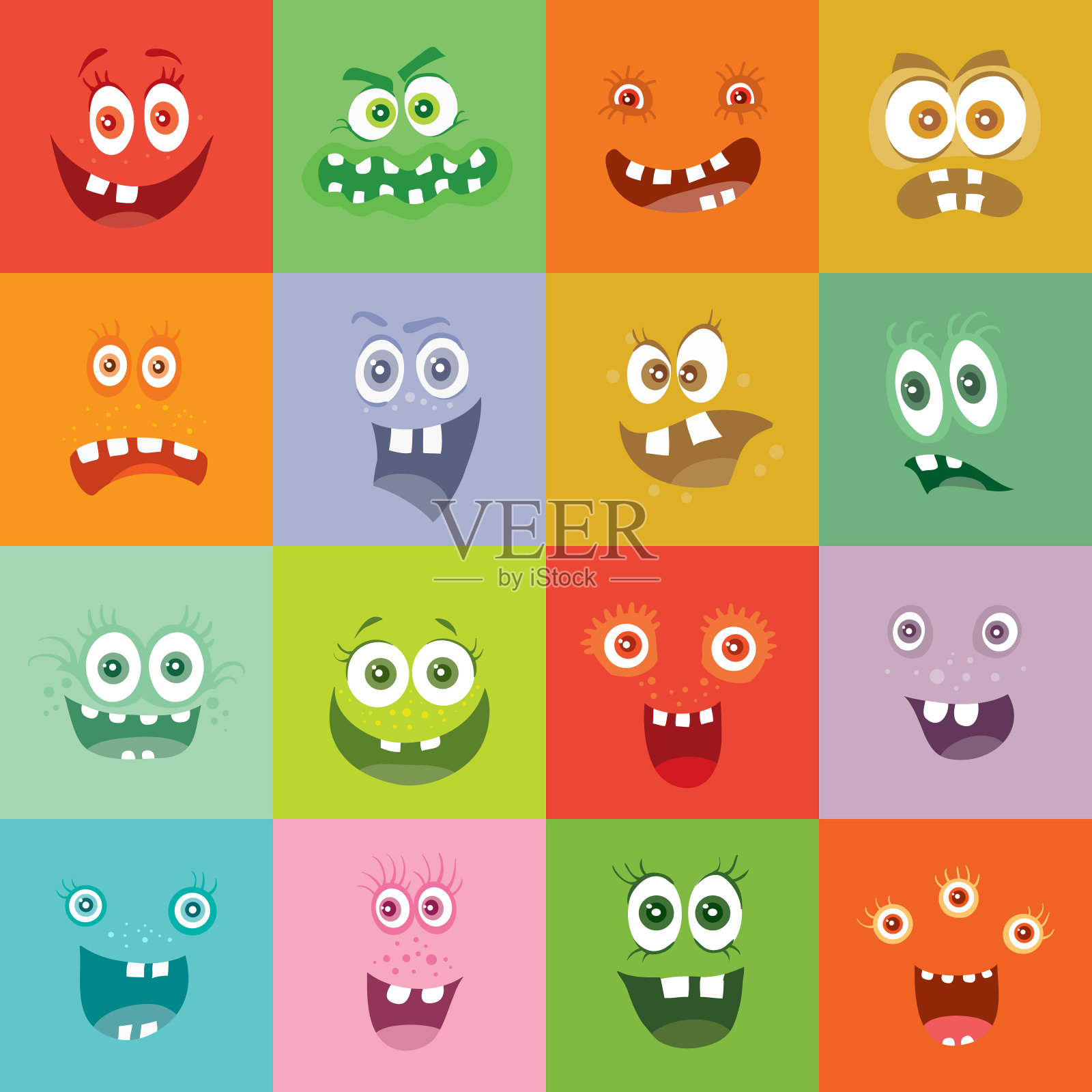 微笑的怪物。快乐的细菌微笑的人物插画图片素材