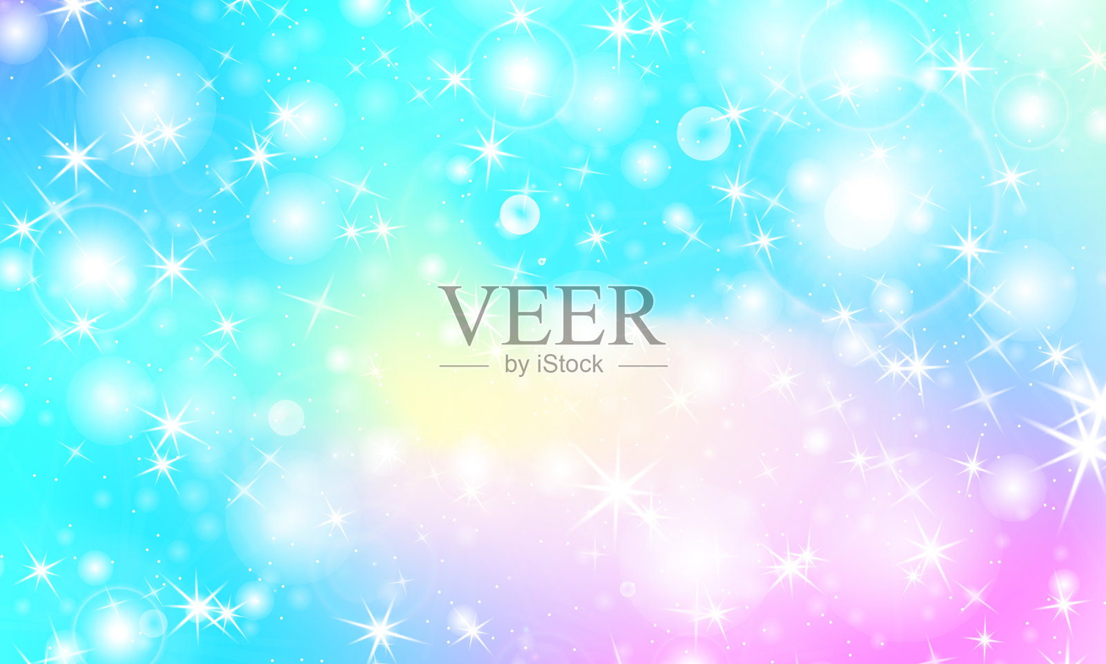 独角兽彩虹背景。全息的天空插画图片素材