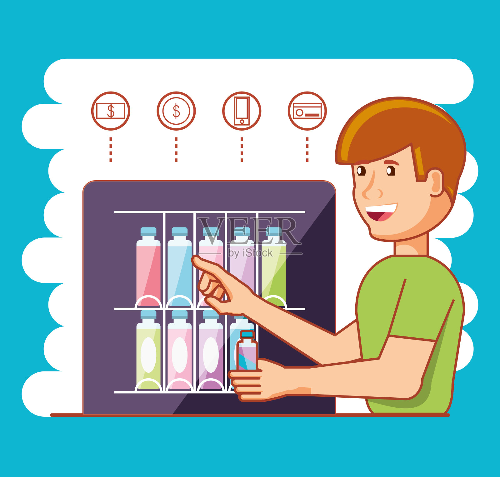 人使用电子饮料机分配器插画图片素材