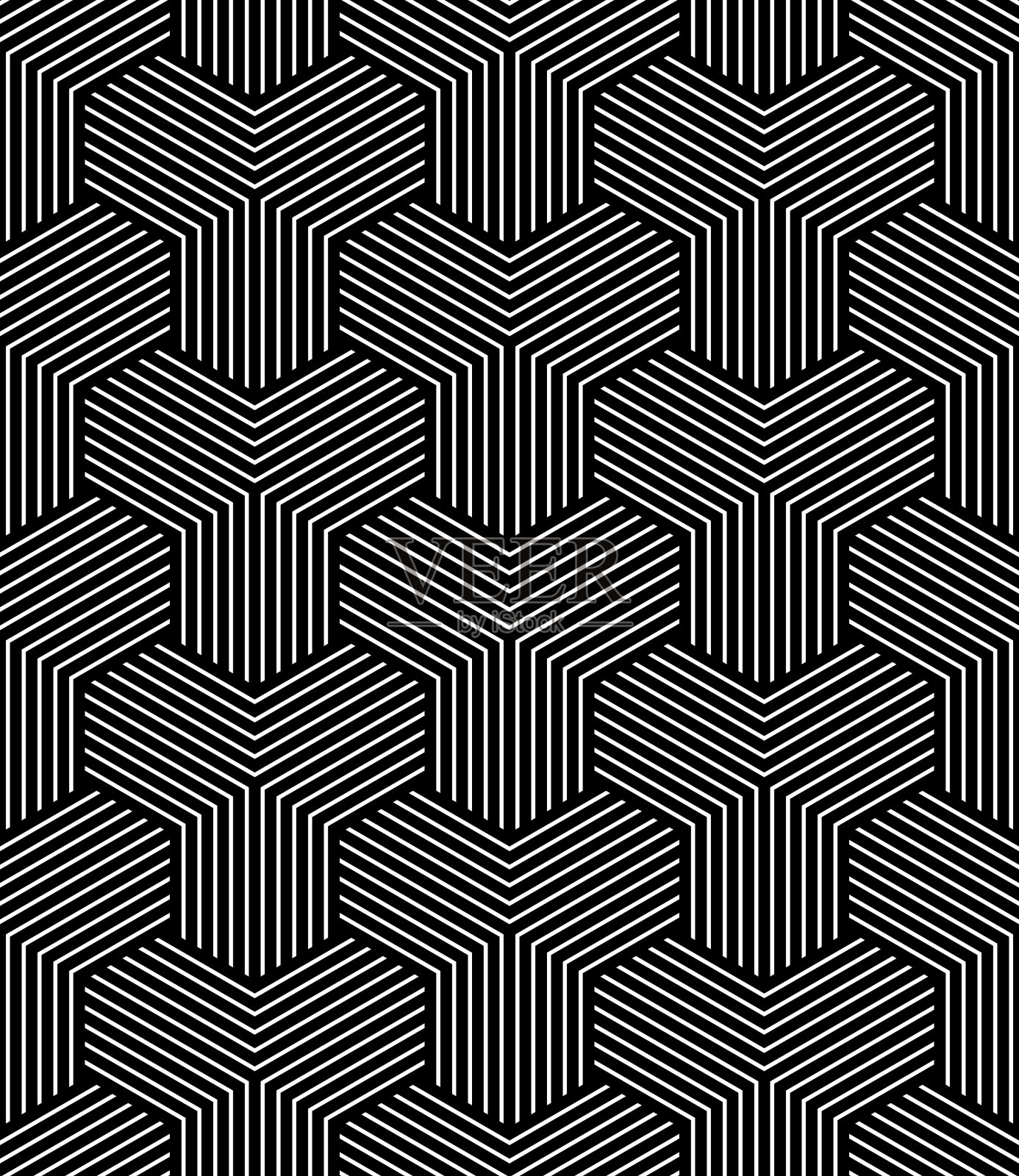 无缝几何op艺术模式。插画图片素材