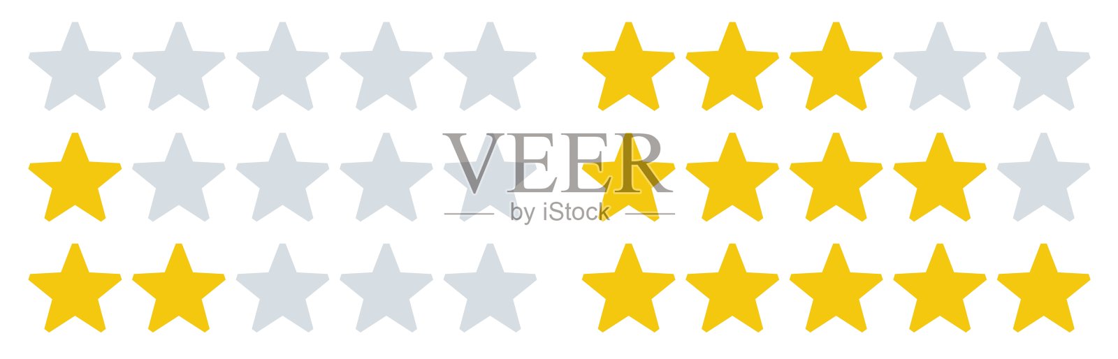 评级的星星图标。星级评级、反馈评级和评级审查。五星矢量插图集图标素材