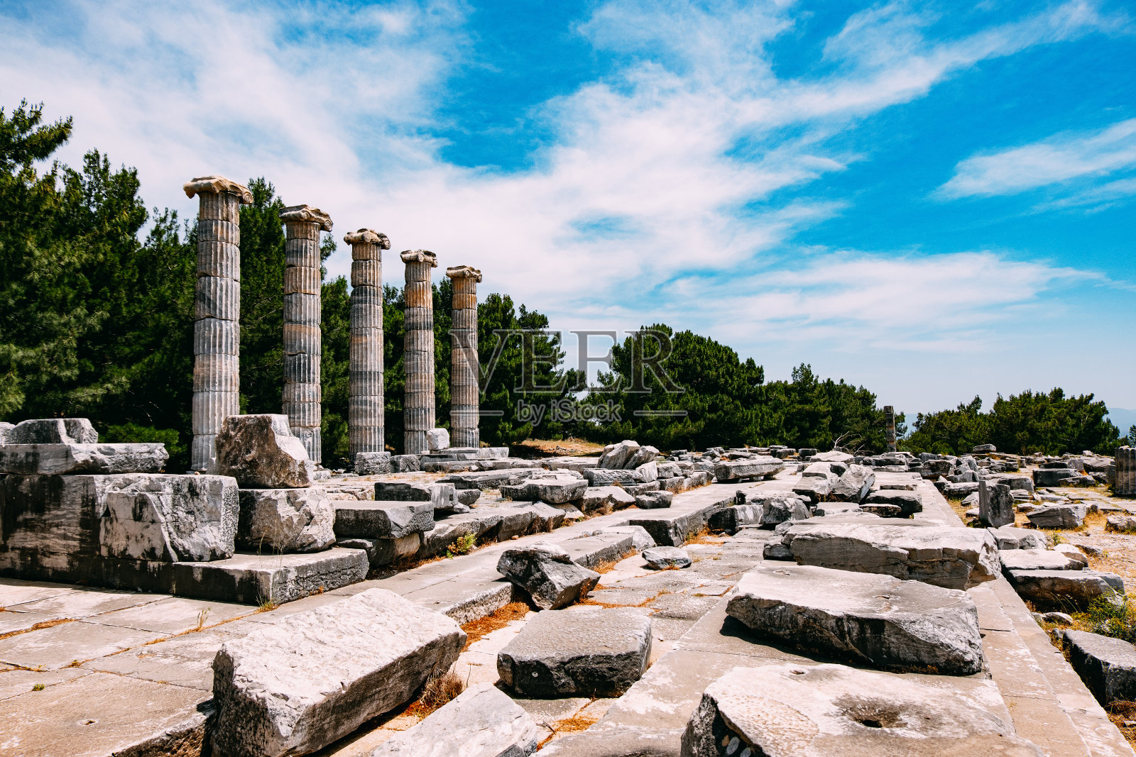 普雷ene古城雅典娜神庙照片摄影图片
