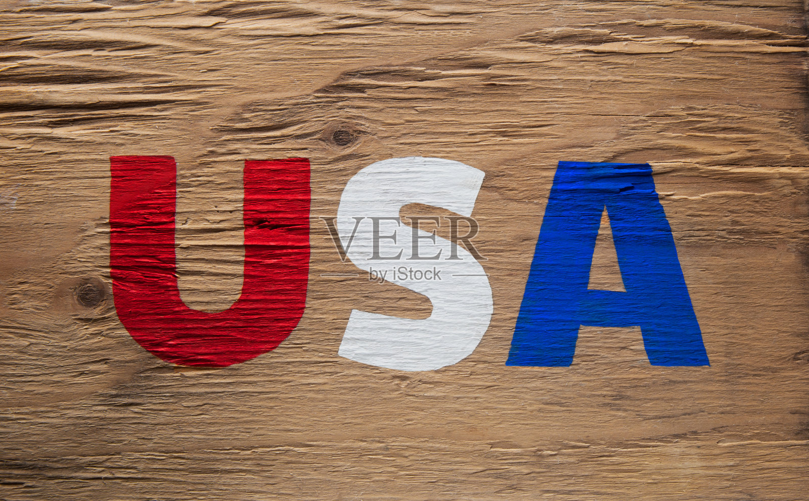 美国的乡村木材被漆成红色、白色和蓝色。7月4日背景标志艺术。照片摄影图片