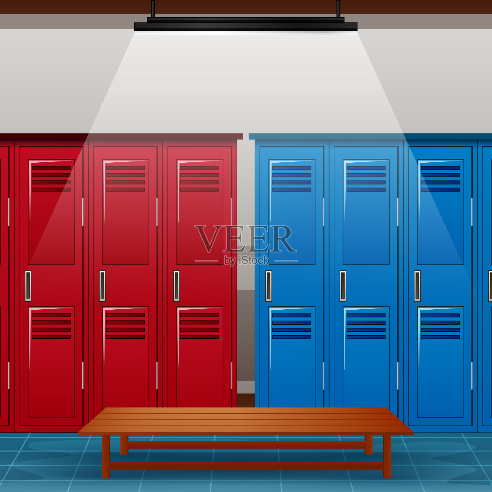 健身房的更衣室或学校的运动更衣室插画图片素材