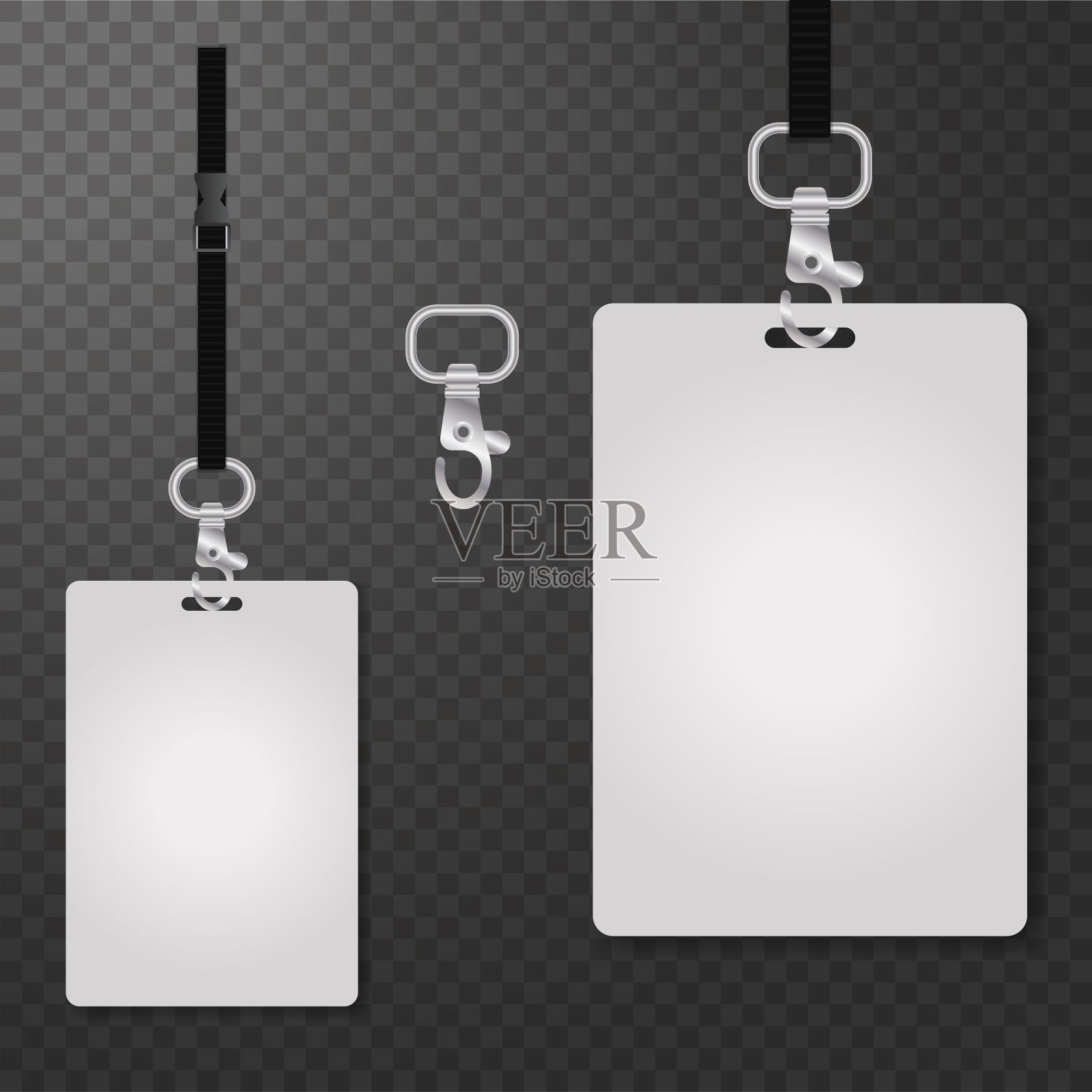 一套挂绳和徽章。插画图片素材