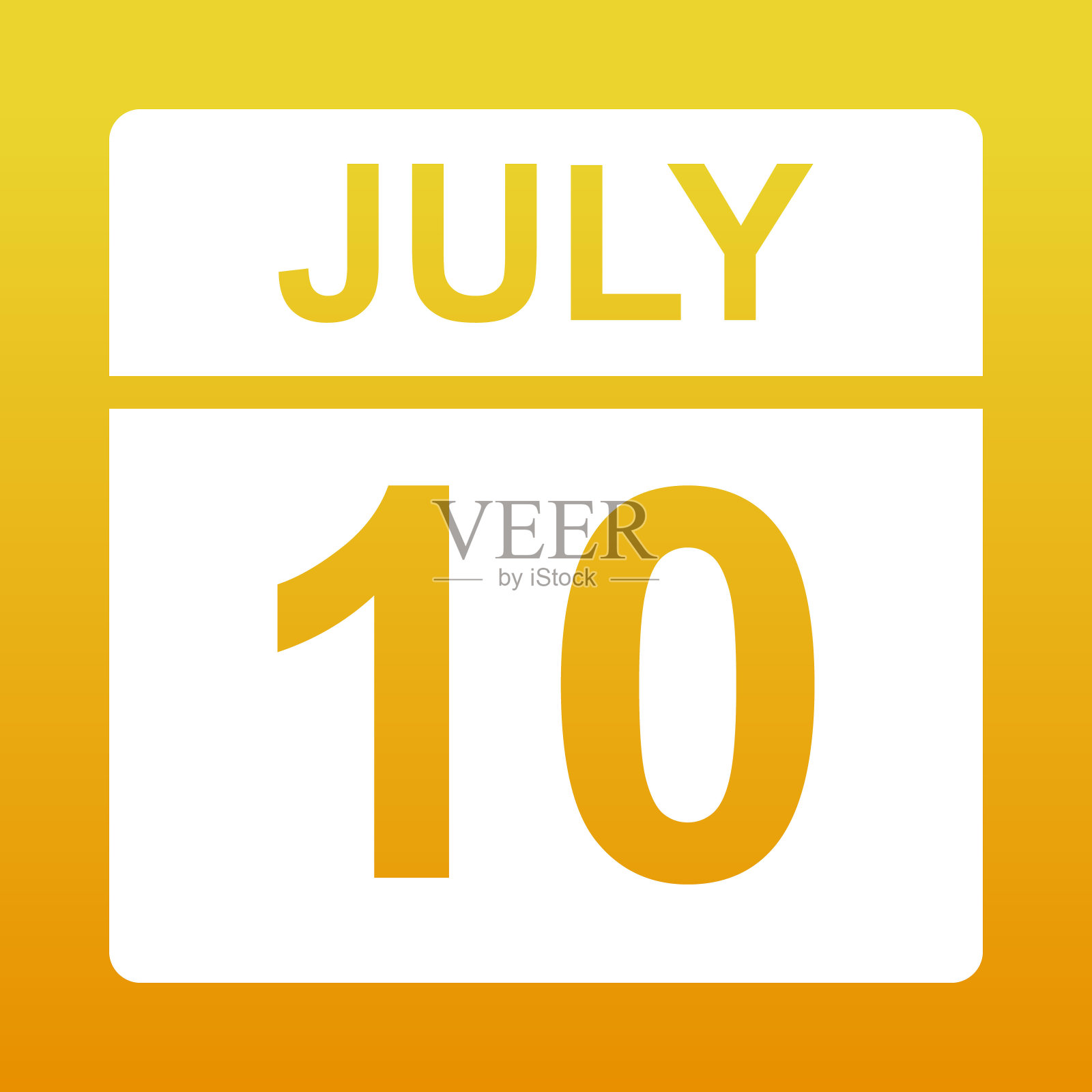 7月10日。白色日历上的彩色背景。日历上的日子。插图。插画图片素材