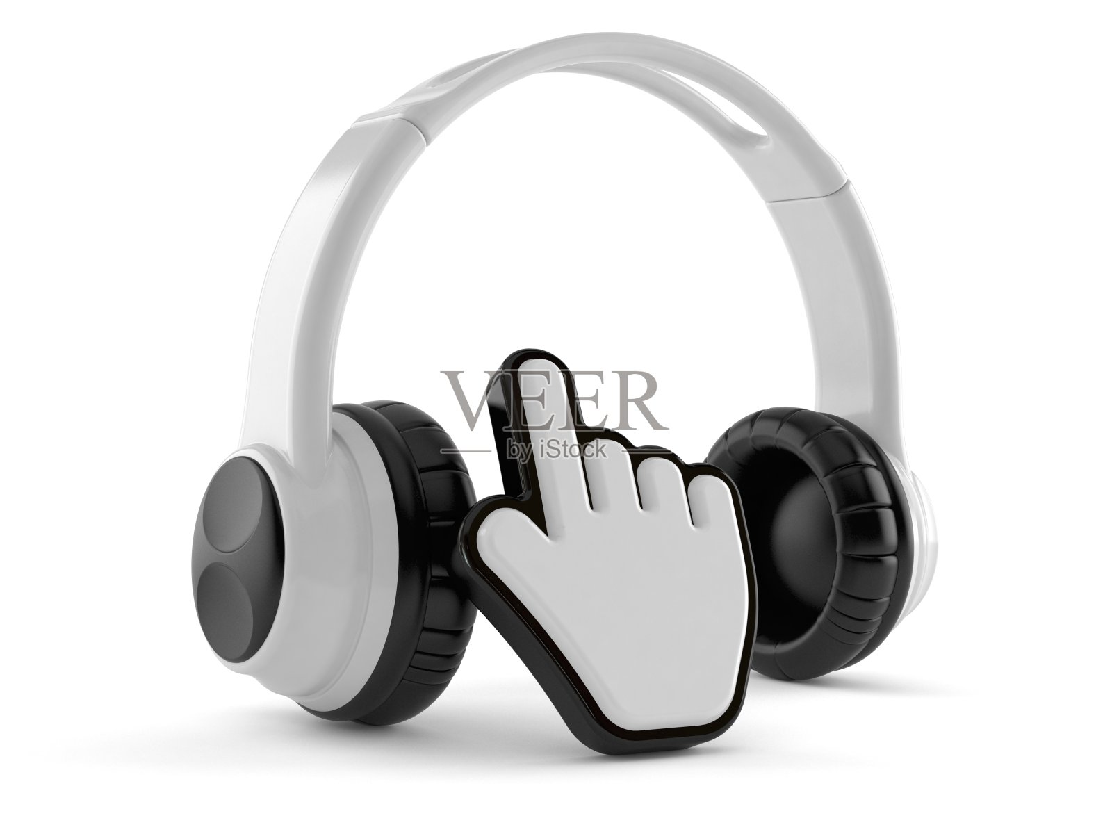 带有网页光标的耳机照片摄影图片