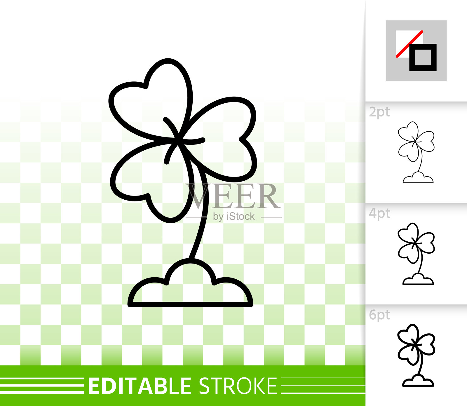 简单的三叶草黑线矢量图标插画图片素材