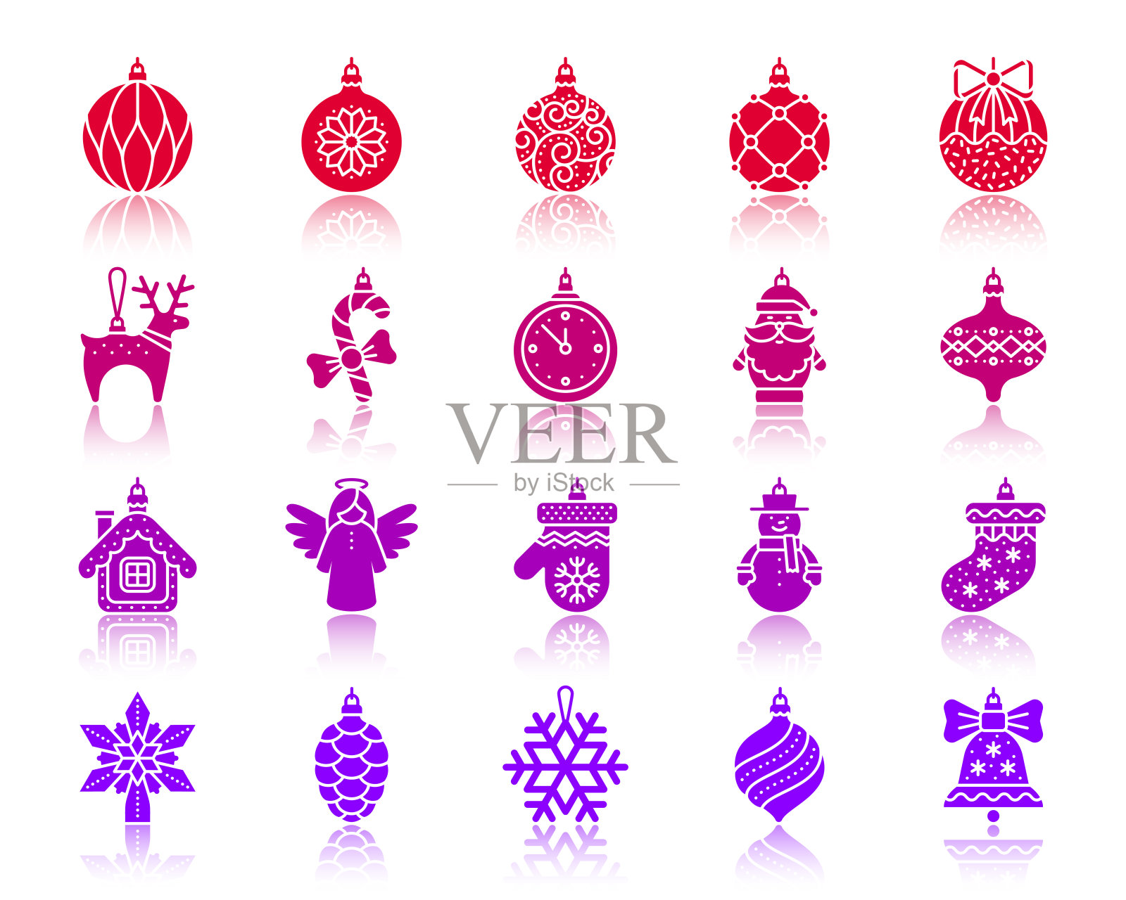 树装饰颜色剪影图标向量集图标素材