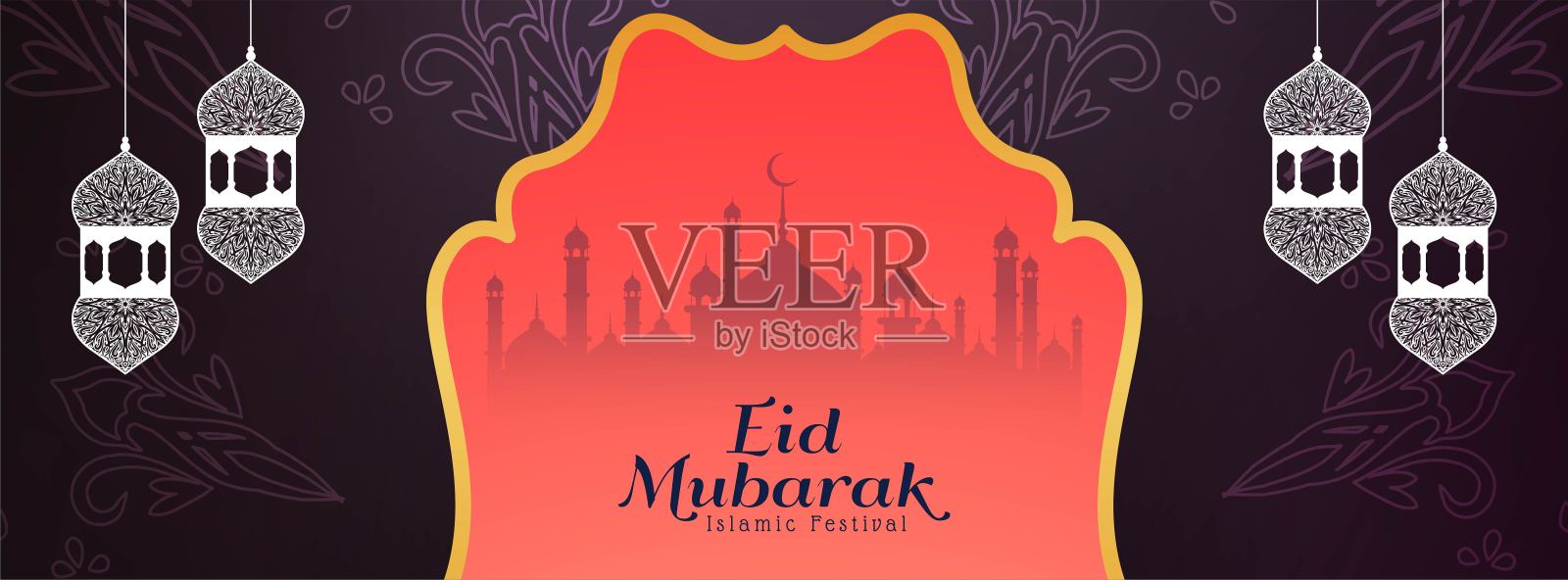 Eid Mubarak宗教伊斯兰旗帜设计设计模板素材