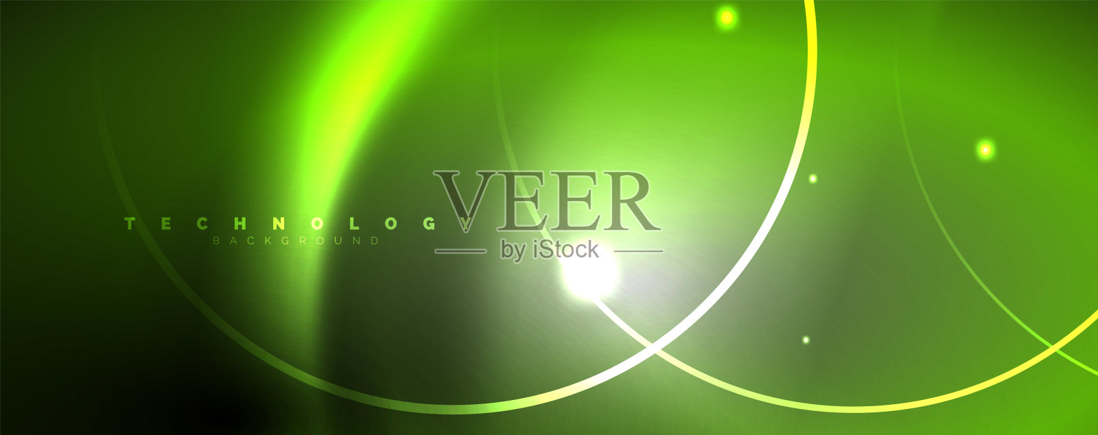 闪亮的霓虹灯，黑色抽象的背景与模糊的魔术霓虹灯曲线插画图片素材