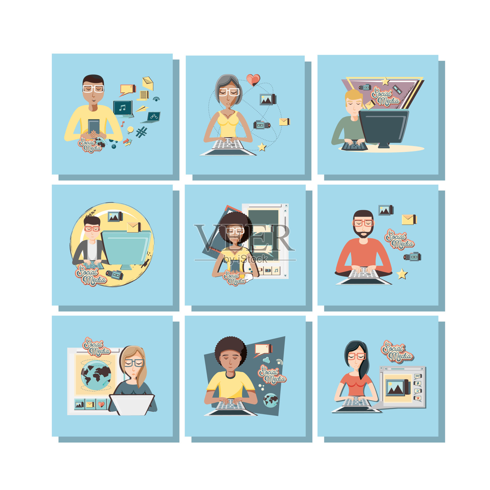 社区人用社交媒体图标图标矢量插图插画图片素材