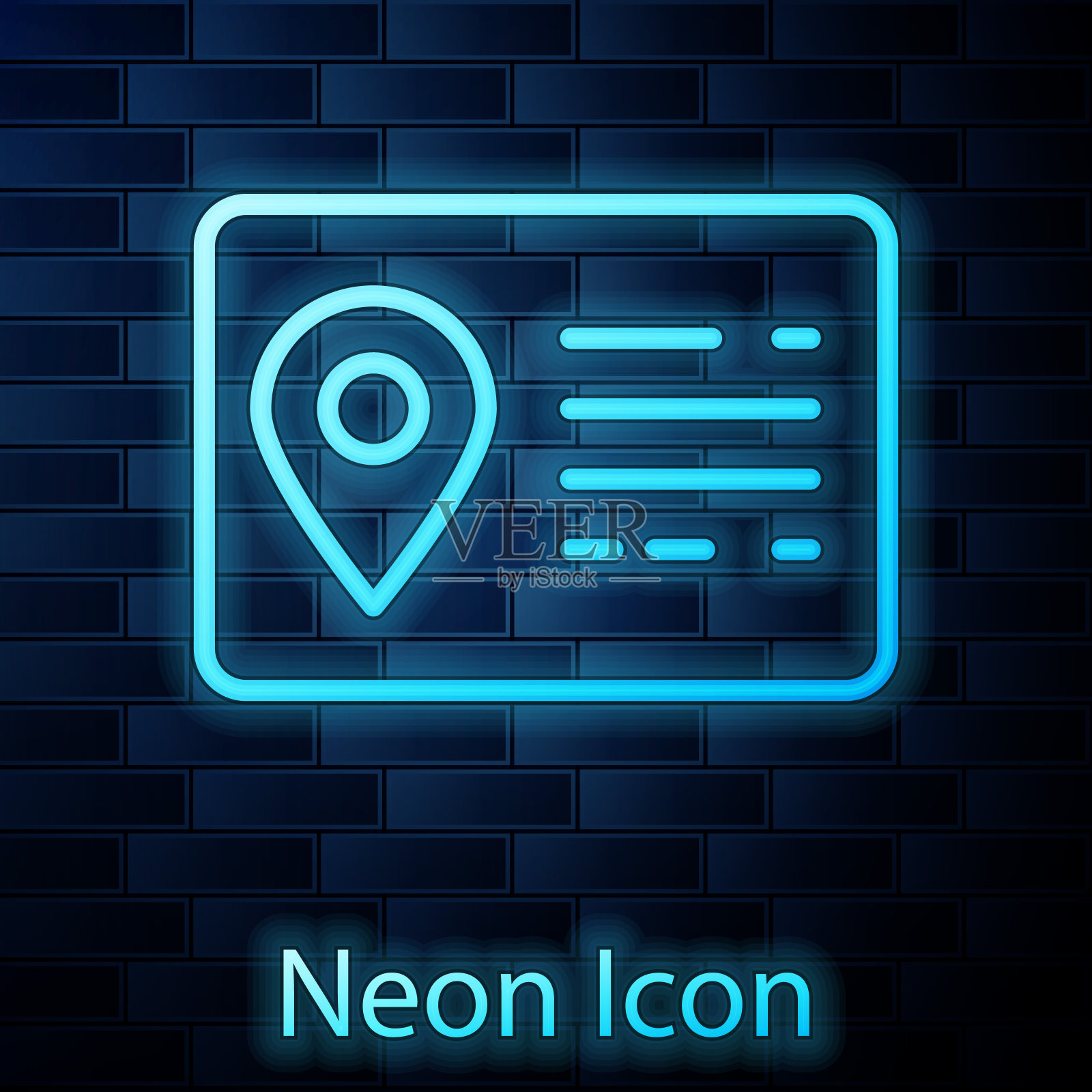 发光的霓虹灯地址簿线图标孤立在砖墙的背景。电话簿。矢量图插画图片素材