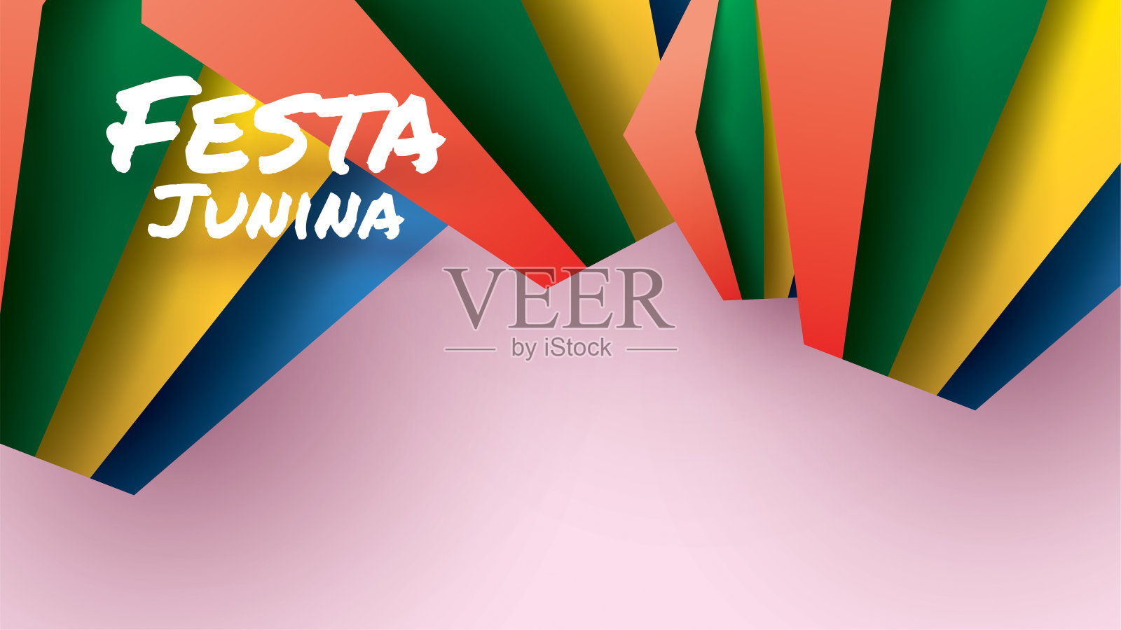 节日设计在纸艺术和平面风格与政党旗帜和纸灯笼的横幅或海报的概念。向量插画图片素材