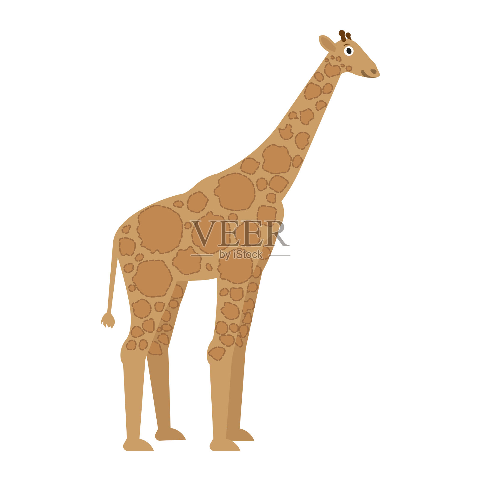 长颈鹿图标在平坦的风格，非洲动物矢量插图设计元素图片