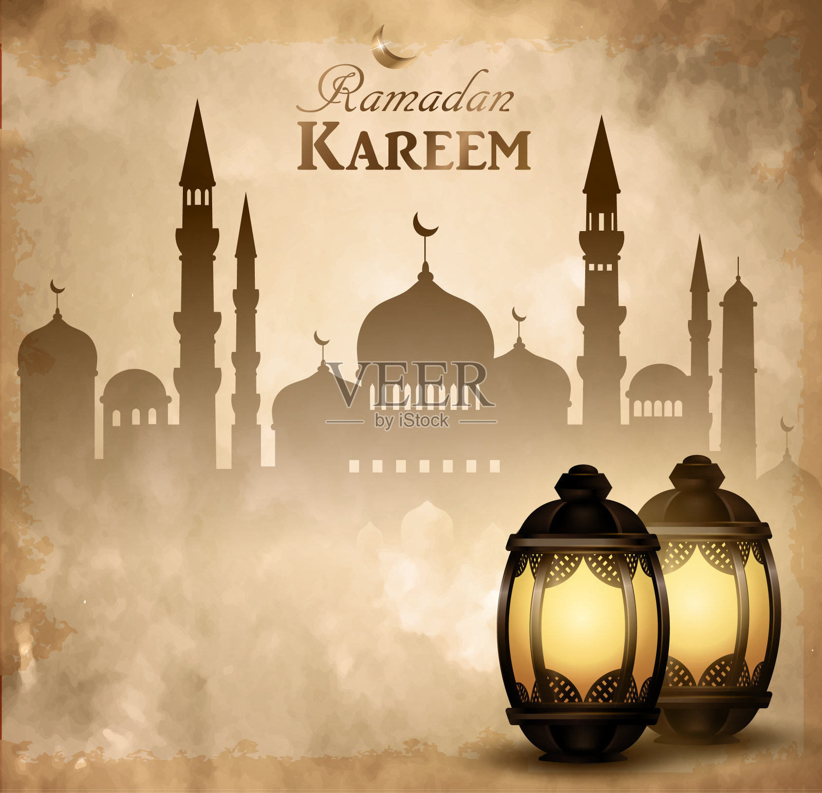 金色复古夜光灯背景插画图片素材