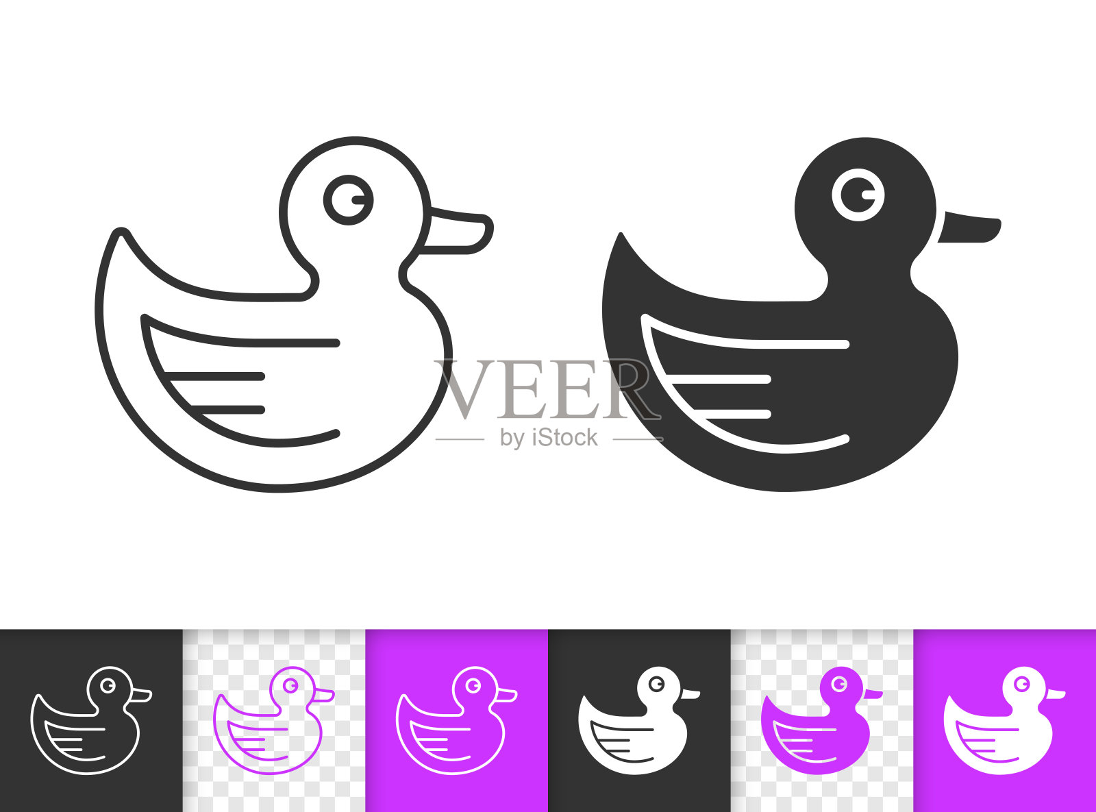 橡皮鸭小孩游戏简单的黑线矢量图标插画图片素材