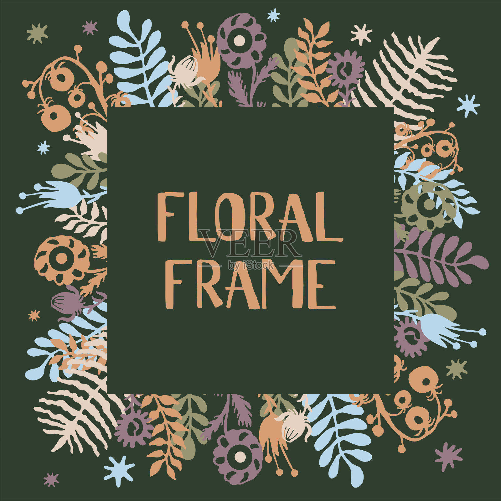 花卉元素框架插画图片素材