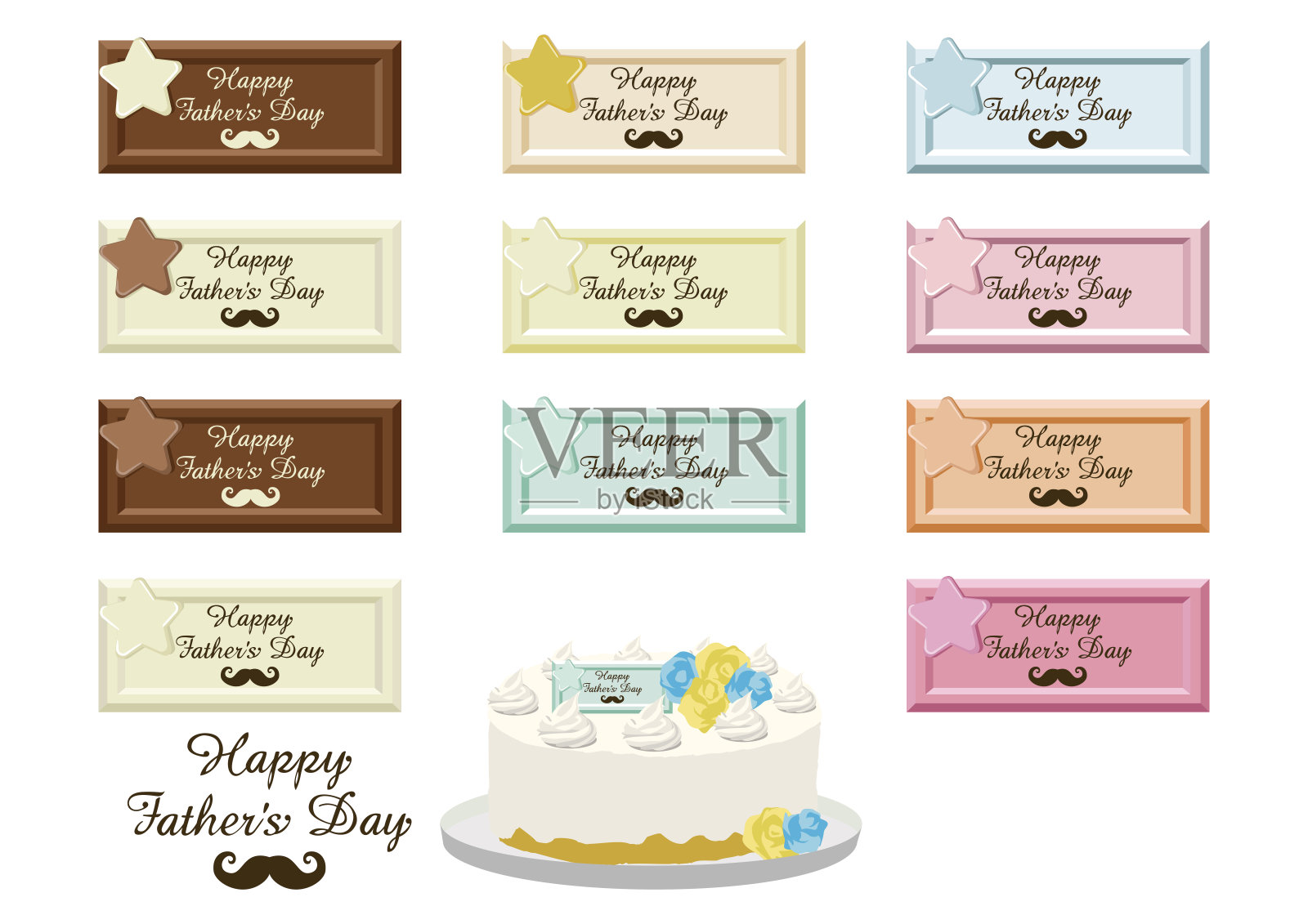 为父亲节设计。巧克力盘子的插图。插画图片素材