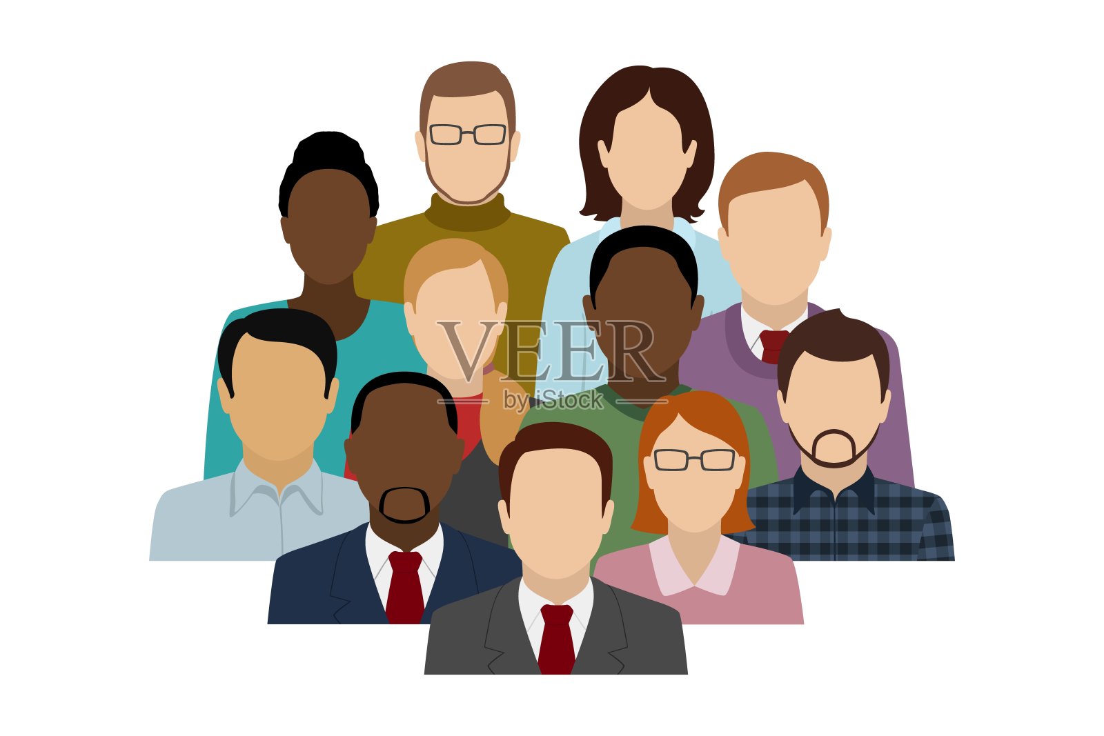 一群不同的人。办公室的团队。矢量图插画图片素材