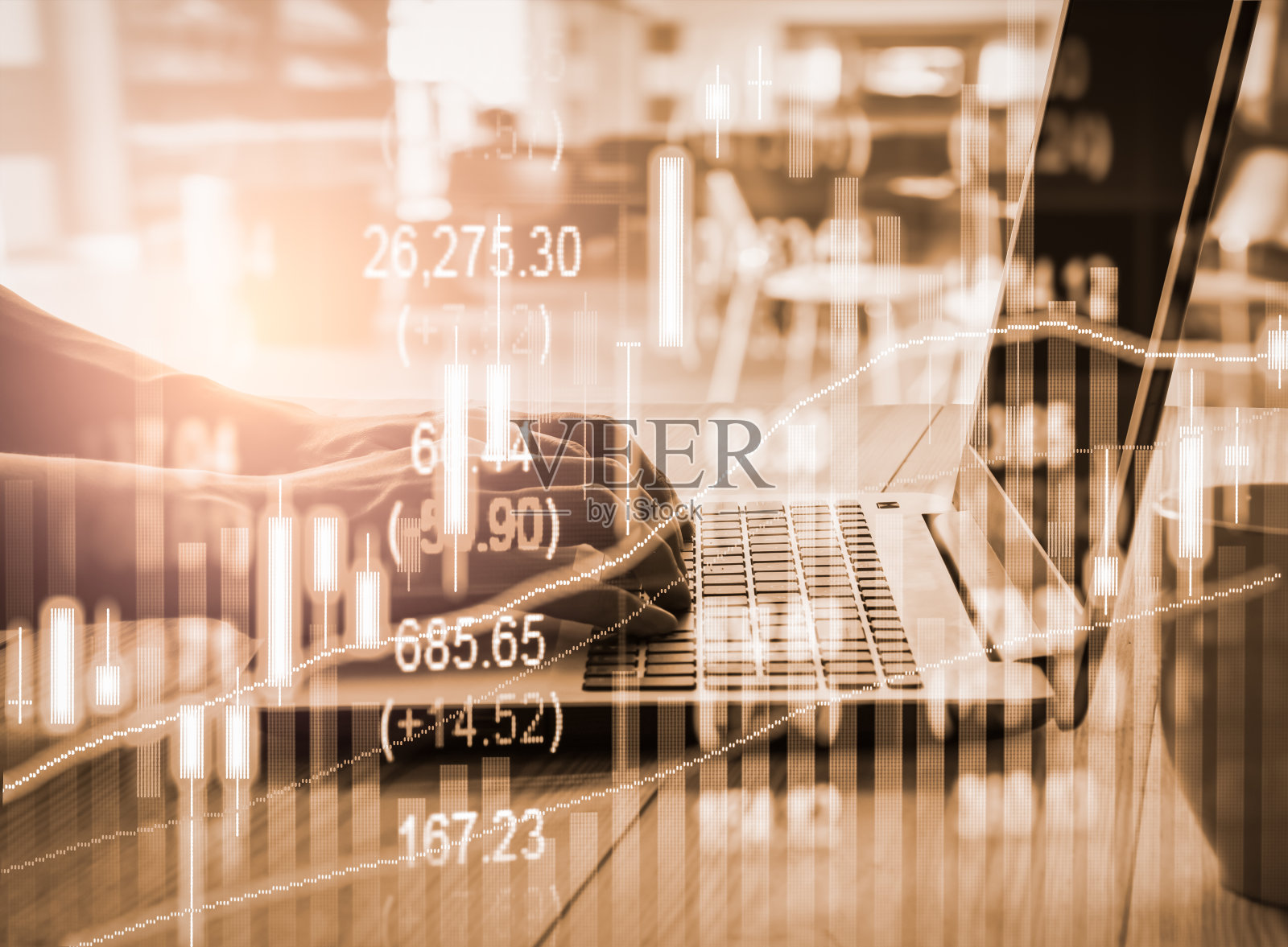 股票市场或外汇交易图形和烛台图表适合金融投资的概念。经济趋势背景的商业理念和所有的艺术作品设计。抽象的金融背景。照片摄影图片