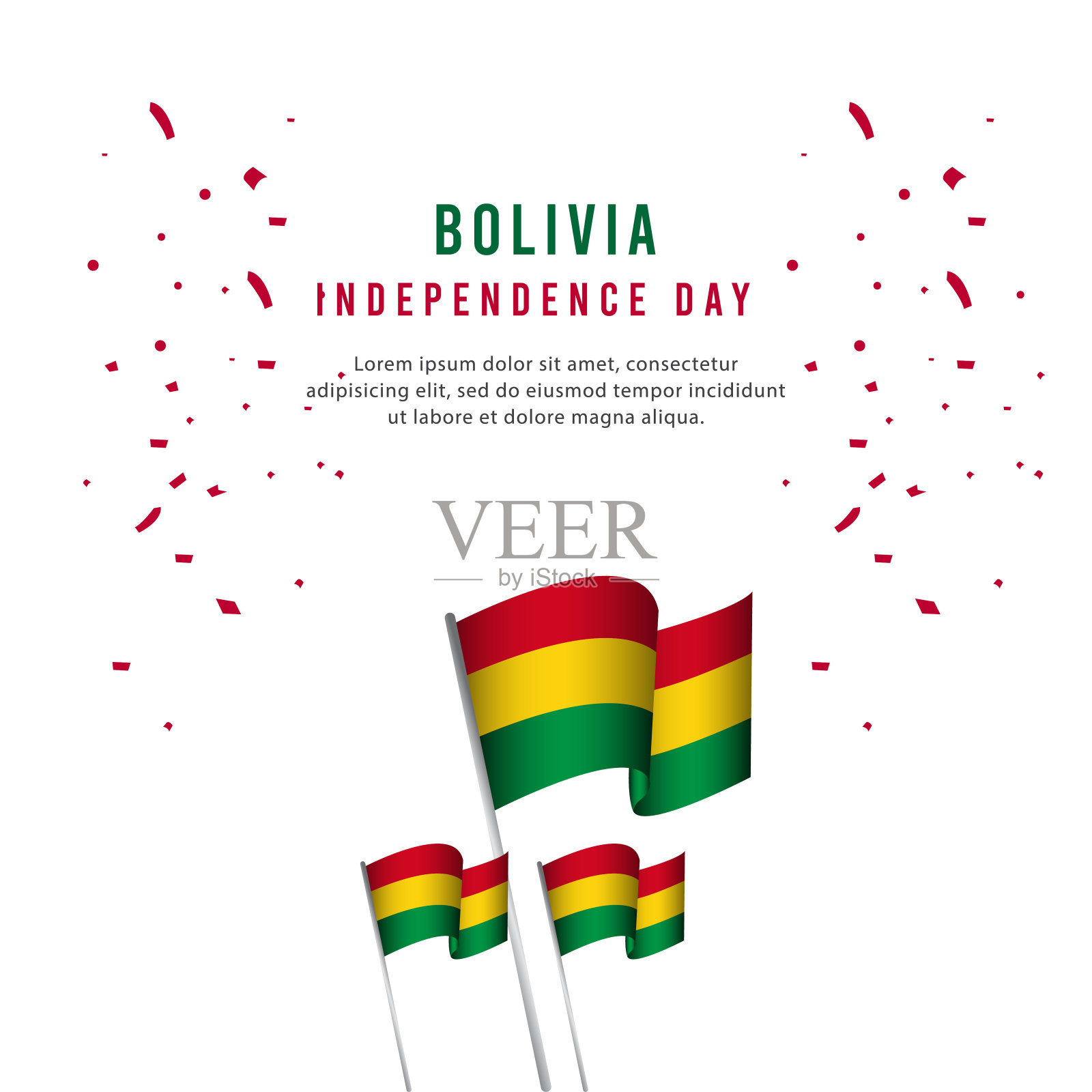 快乐玻利维亚独立日庆祝海报矢量模板设计插图插画图片素材