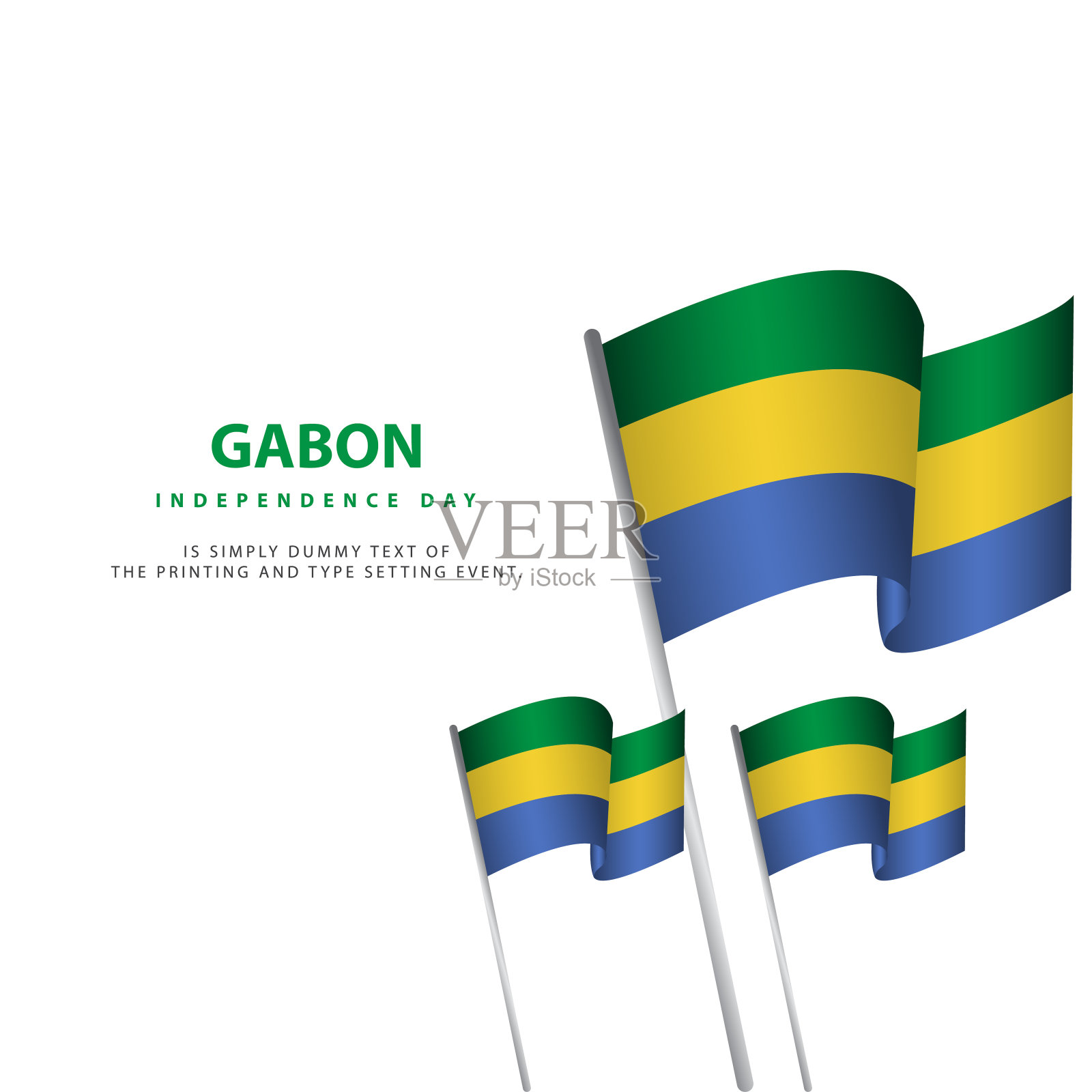加蓬独立日庆祝海报矢量模板设计插图快乐插画图片素材