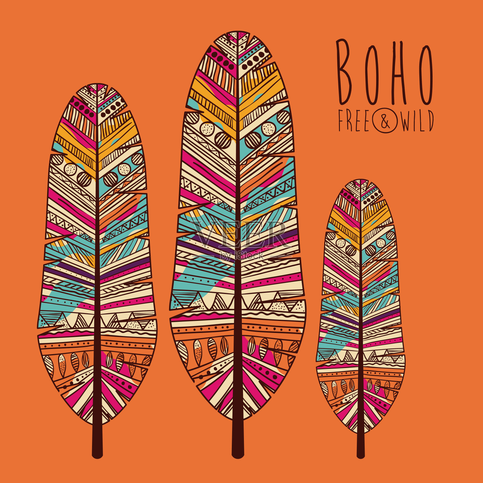 波西米亚风格设计插画图片素材