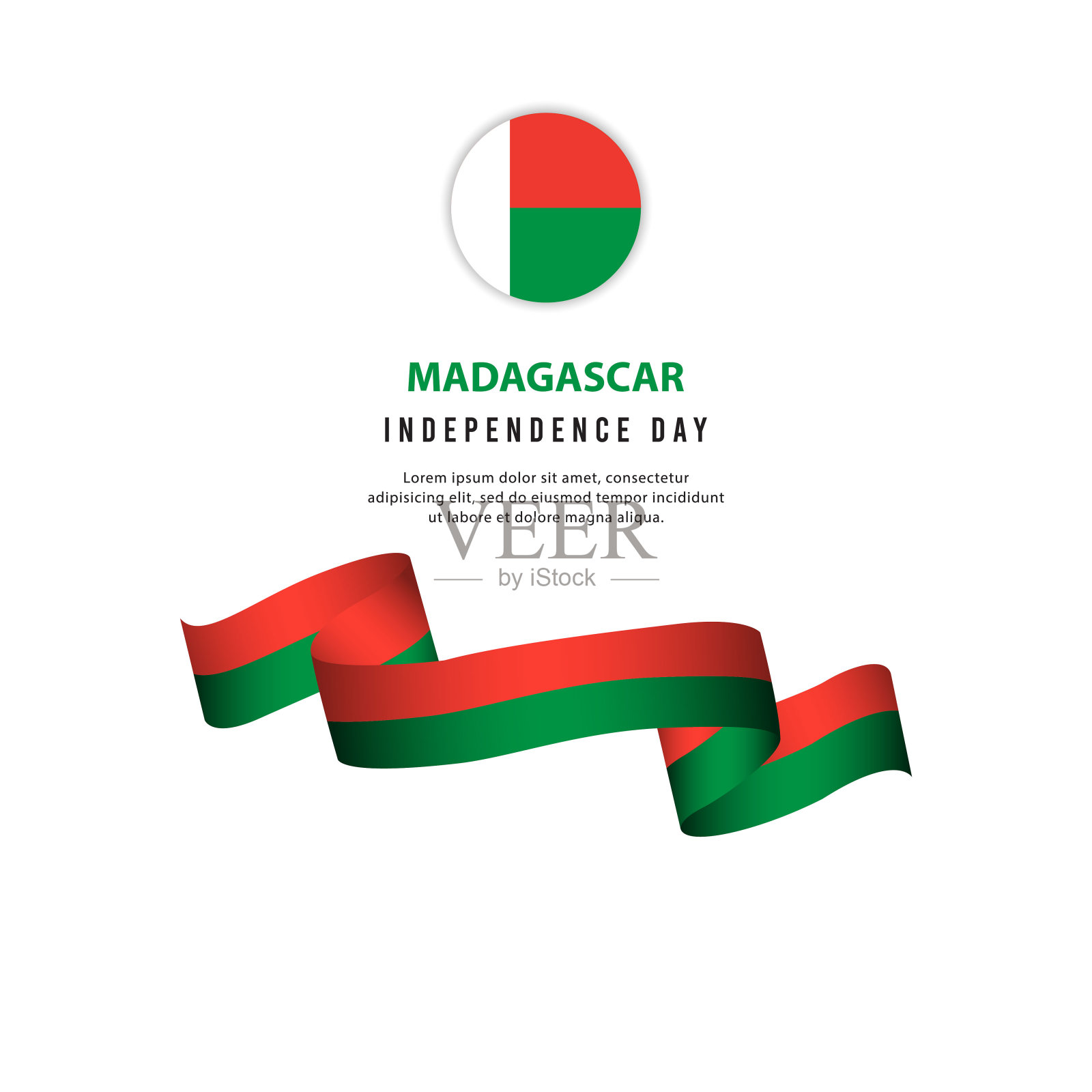 马达加斯加独立日矢量模板。设计横幅，贺卡或印刷。插画图片素材