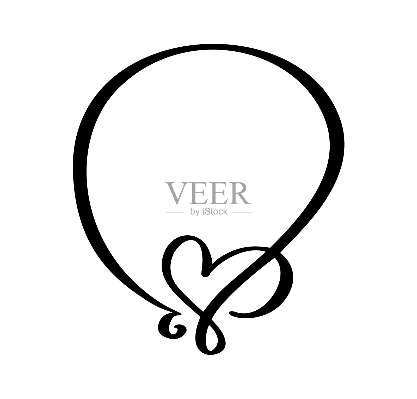 手绘复古镜框引用心形情人节或浪漫的节日短语。夸张的矢量插图与空间为您的文本插画图片素材