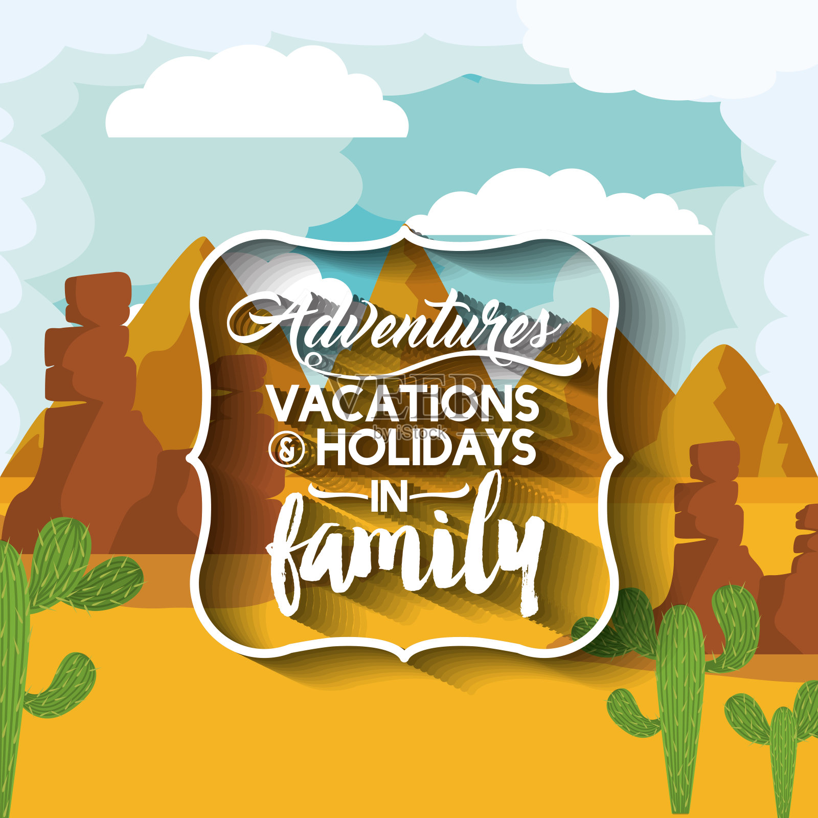 家庭假日信息与景观背景孤立的图标d插画图片素材