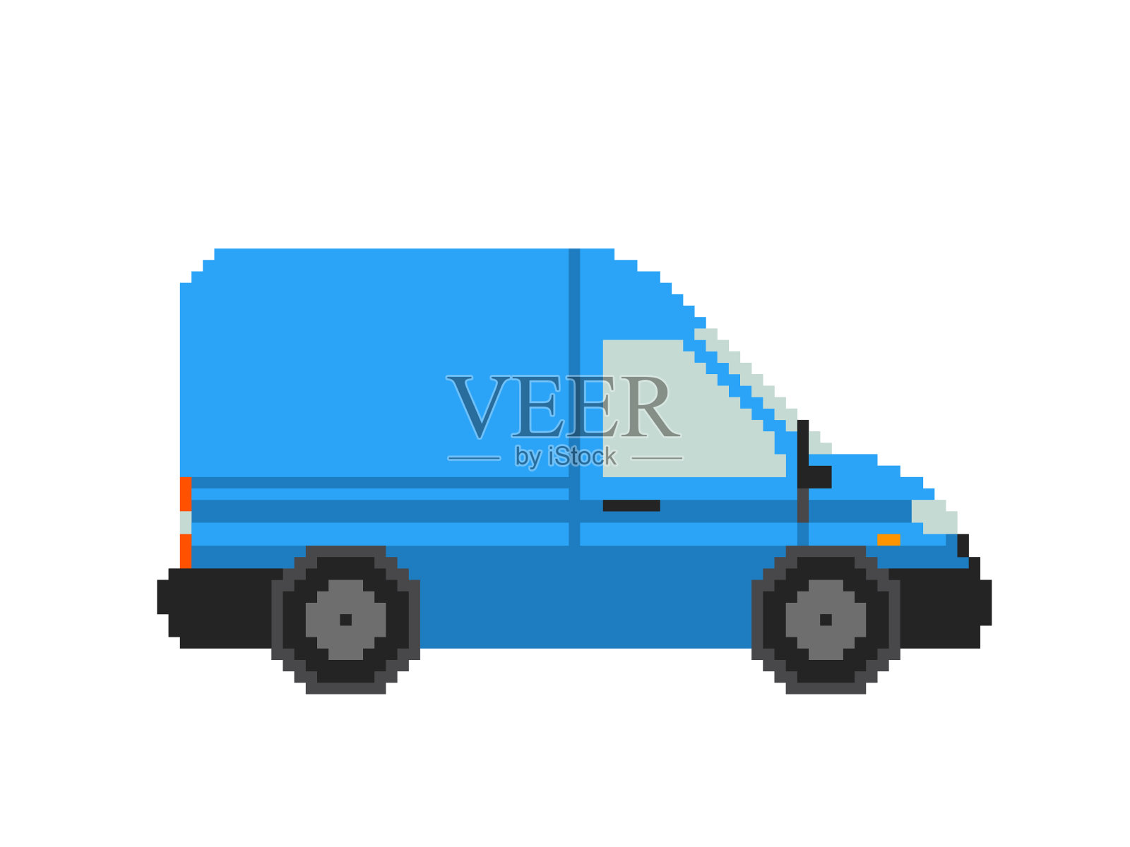 小型公共汽车图标。孤立在白色的。矢量插图。像素艺术。插画图片素材