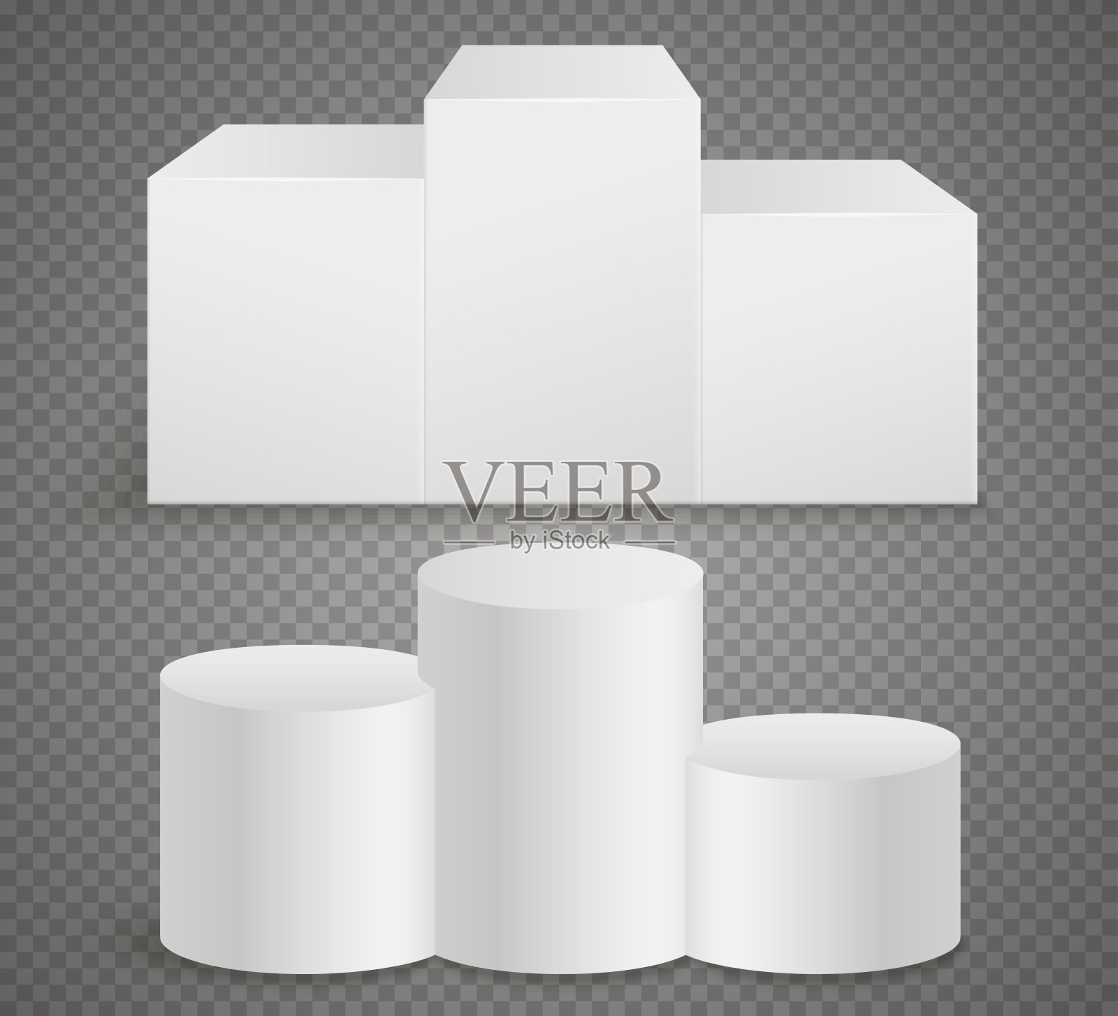 方形基座和圆形基座上的透明背景插画图片素材