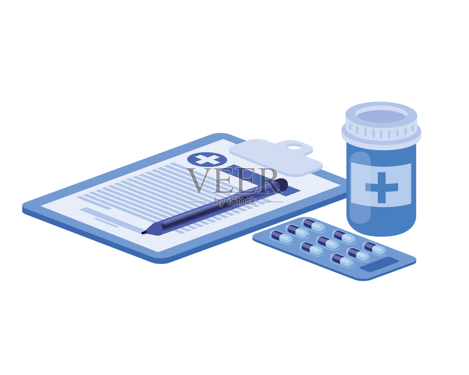 白色背景的药物插画图片素材