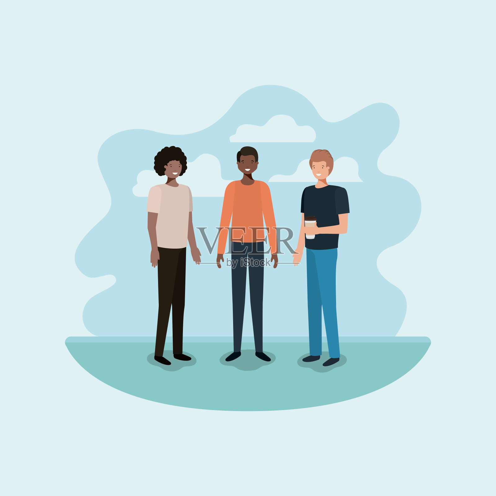 一群男人朋友的角色插画图片素材