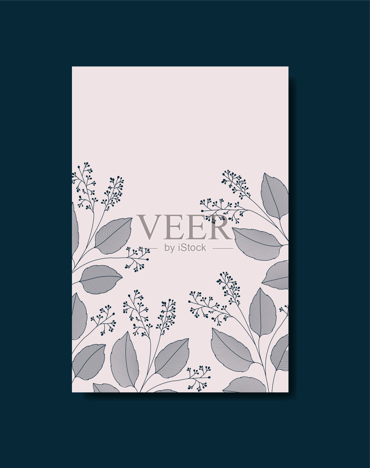 卡片上有优雅的花卉装饰插画图片素材