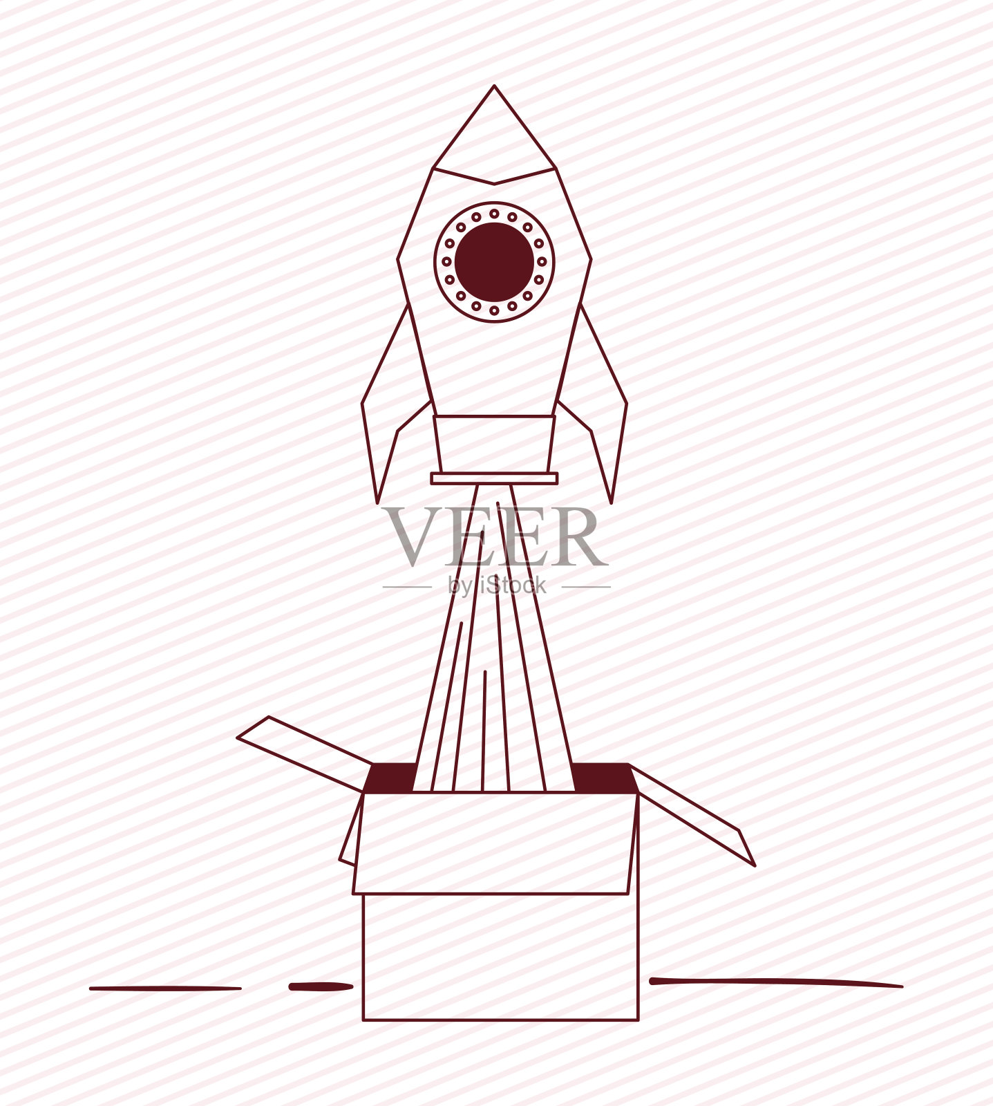 火箭用纸箱启动插画图片素材