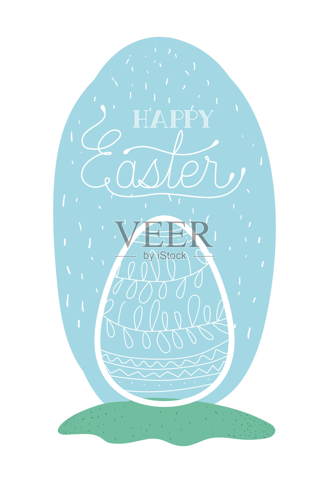 用手工字体绘制复活节彩蛋的田野设计模板素材
