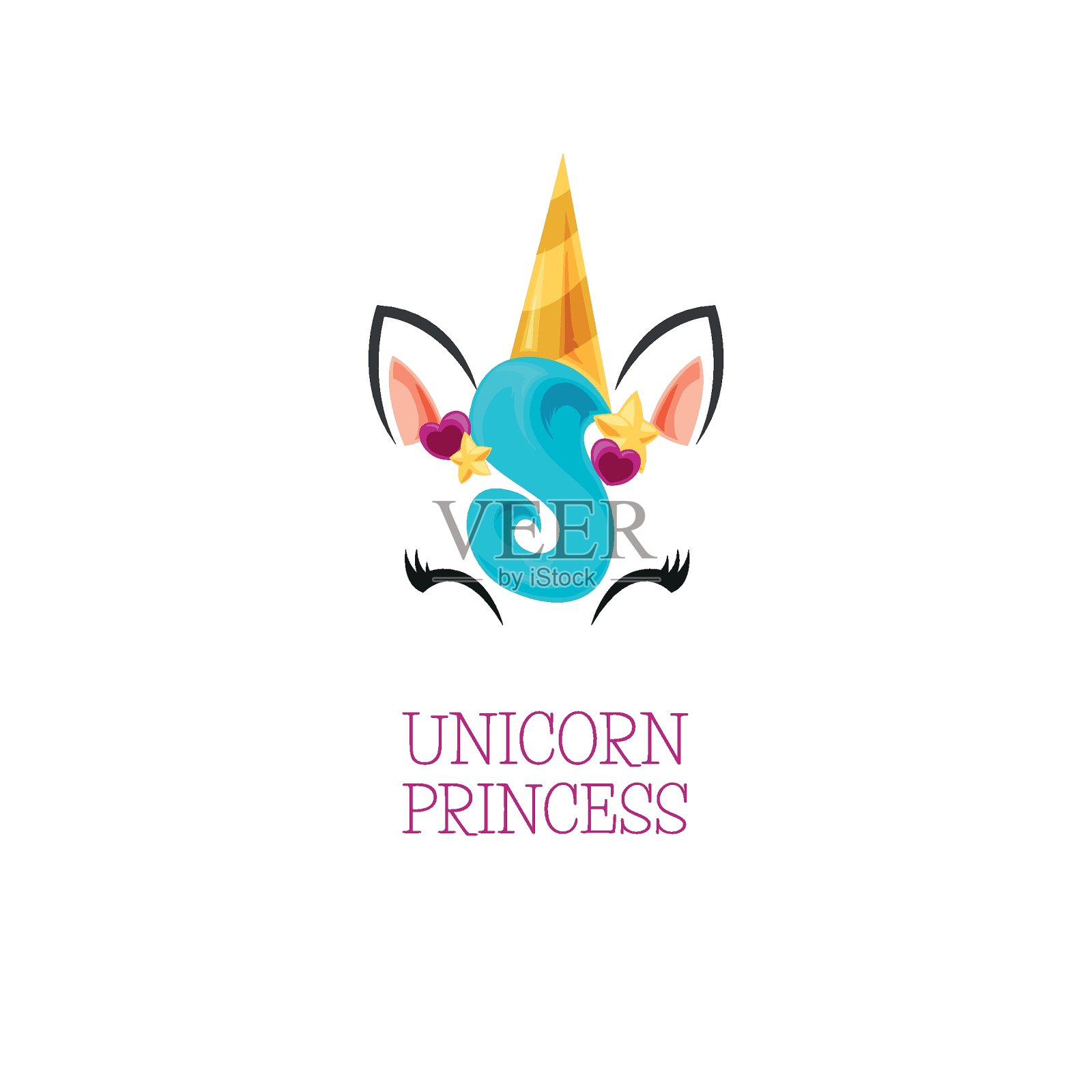 独角兽公主快乐插画图片素材