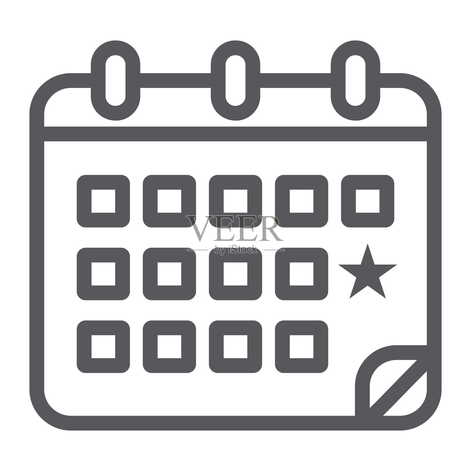 日历线图标，日期和日期，提醒标志，矢量图形，白色背景上的线性模式。插画图片素材