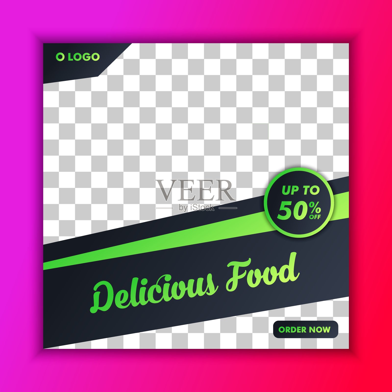 美食餐厅社交媒体横幅模板矢量插画图片素材