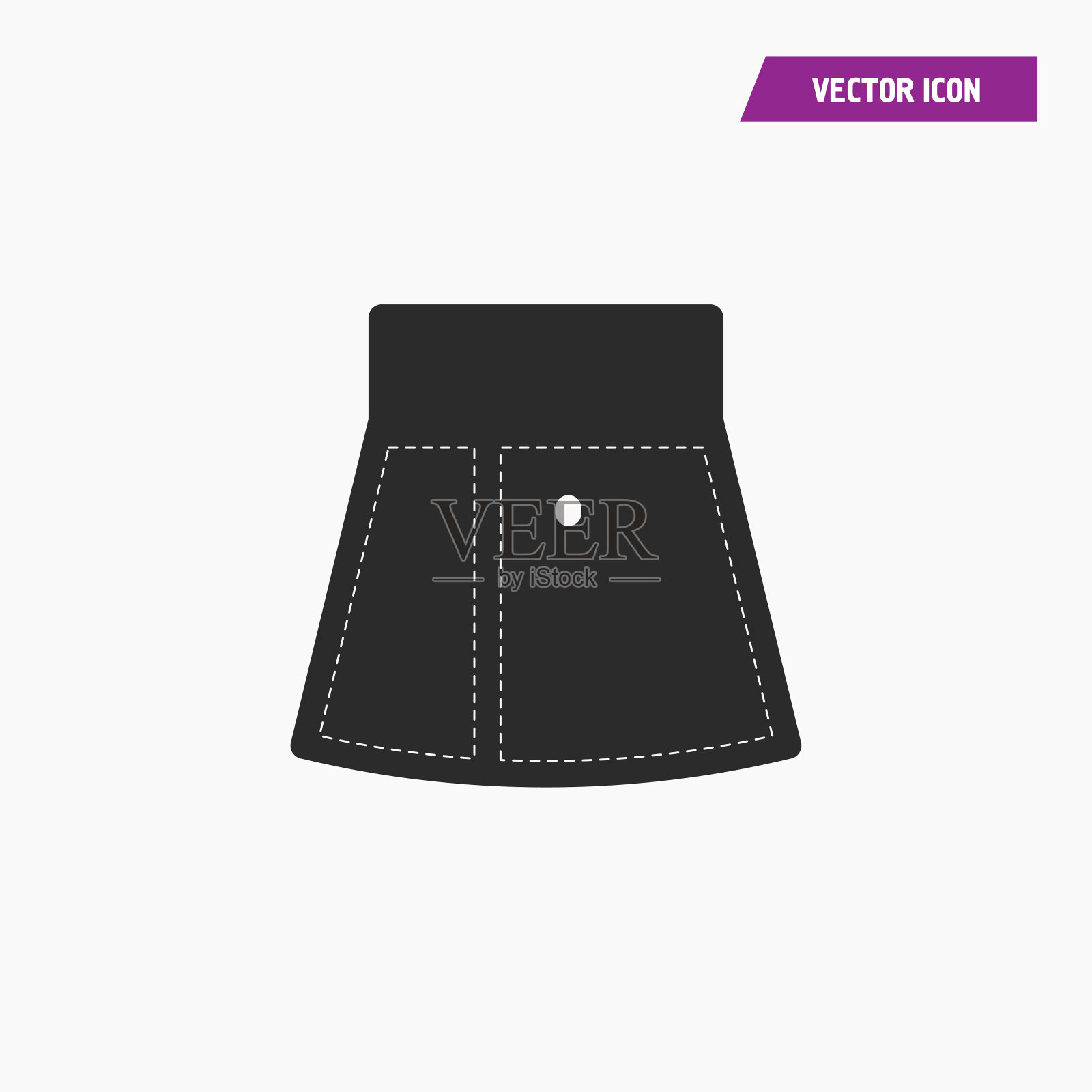 黑人女性的裙子图标与白色针织线。插画图片素材