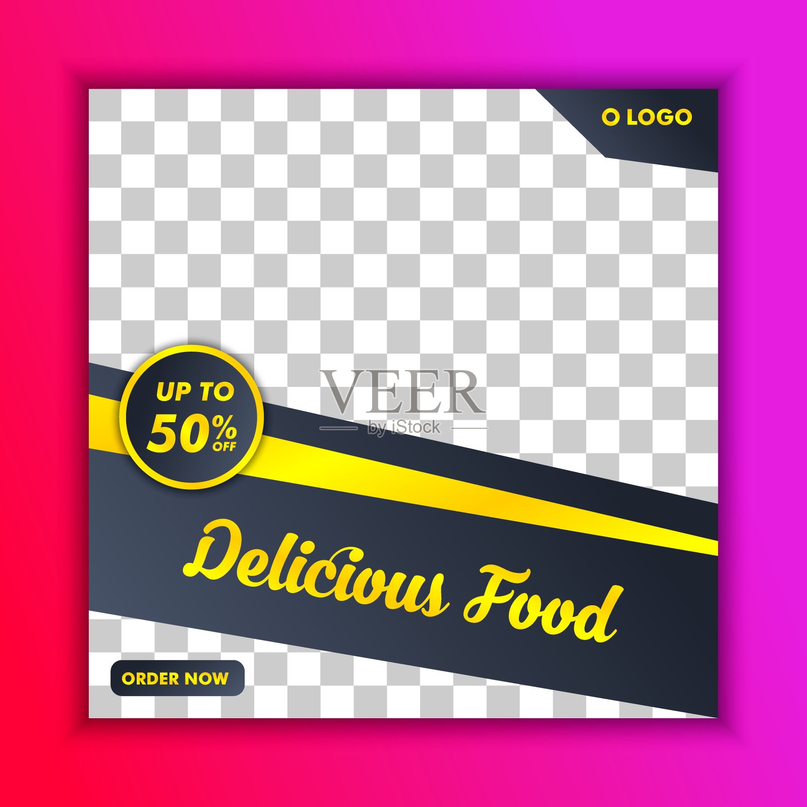 美食餐厅社交媒体横幅模板矢量插画图片素材