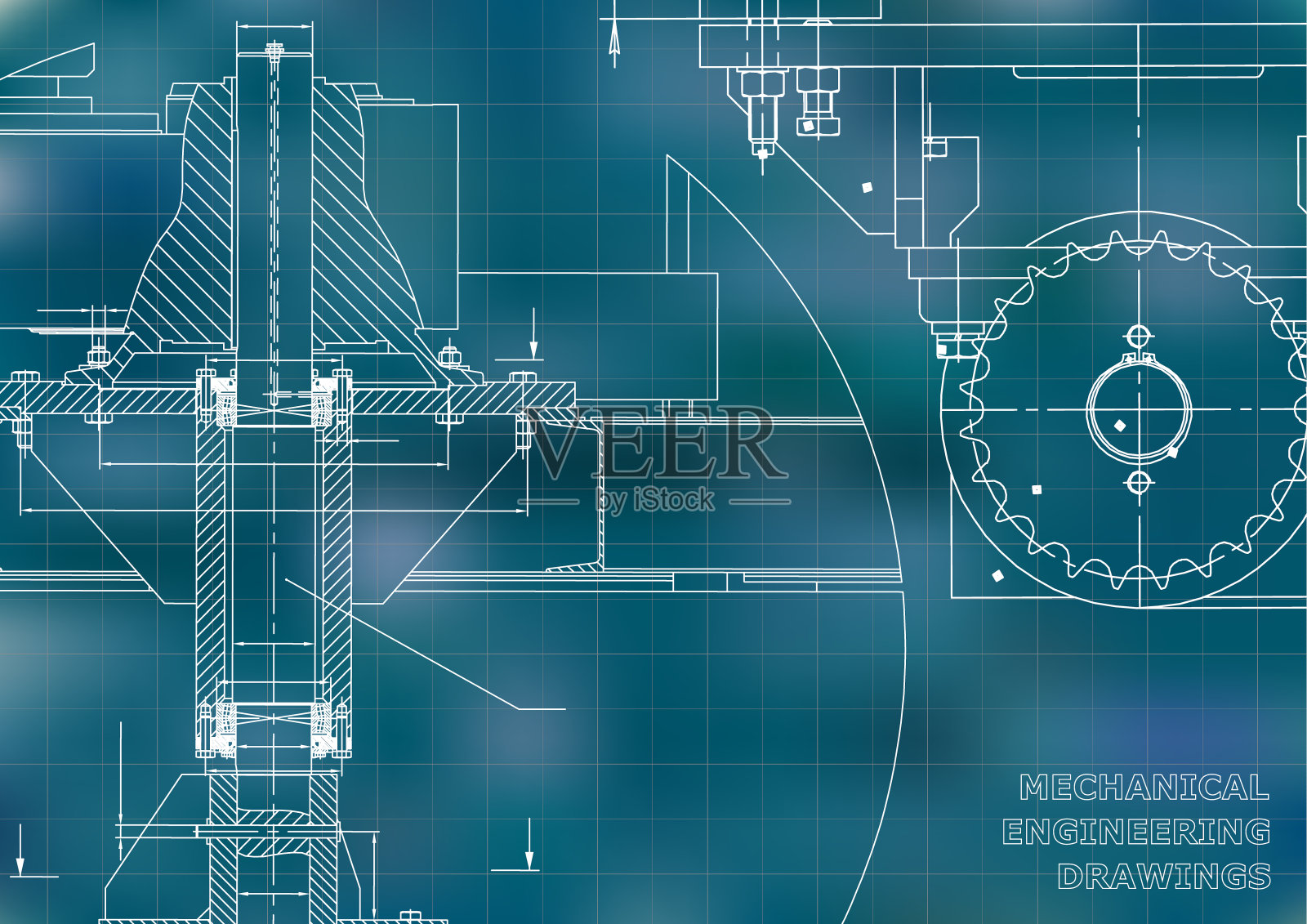 机械工程图纸。封面。横幅。技术设计插画图片素材