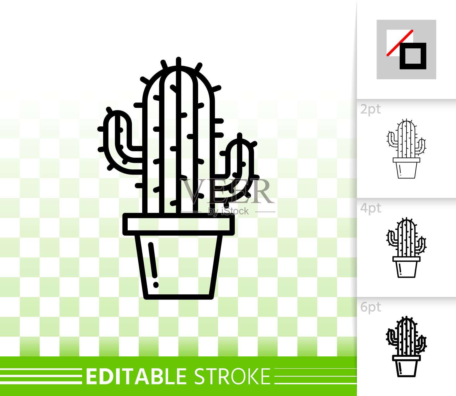 仙人掌仙人掌简单的黑线矢量图标插画图片素材